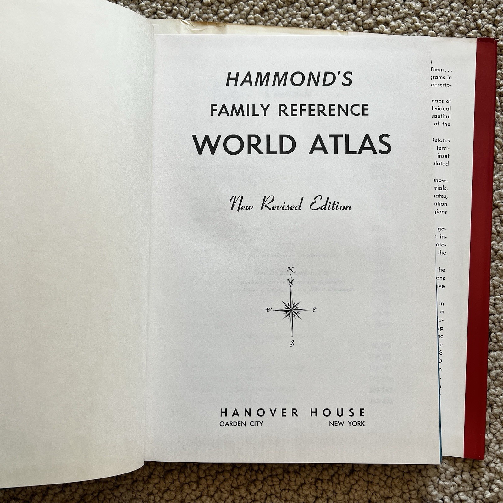 Vintage 1959 Hammond’s Family Reference World Atlas Book New Revised Edition