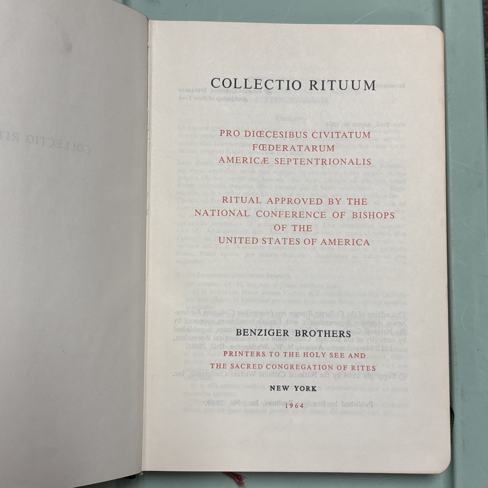 Collectio Rituum – 1964 Benziger Brothers – Priest Ritual – Latin & English