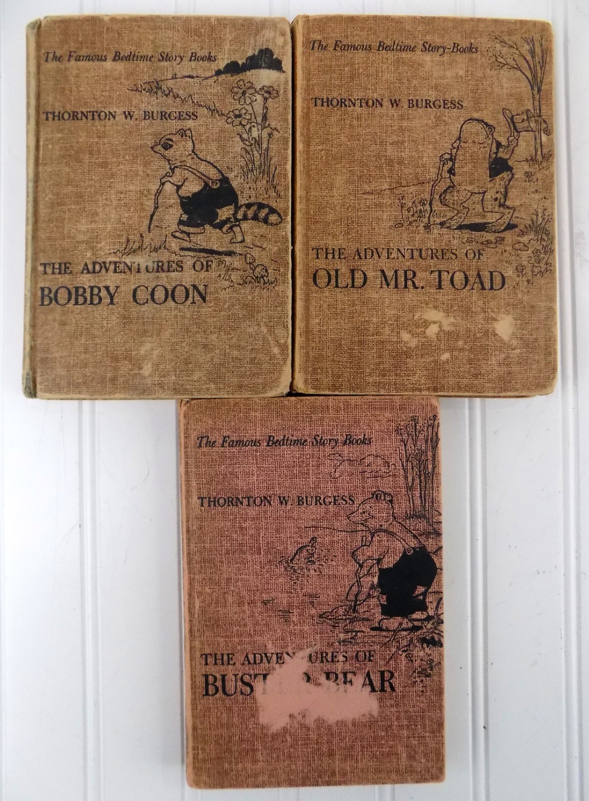 Vintage Set of 3 Thornton W. Burgess Bedtime Story Books Coon Toad Bear 1940’s