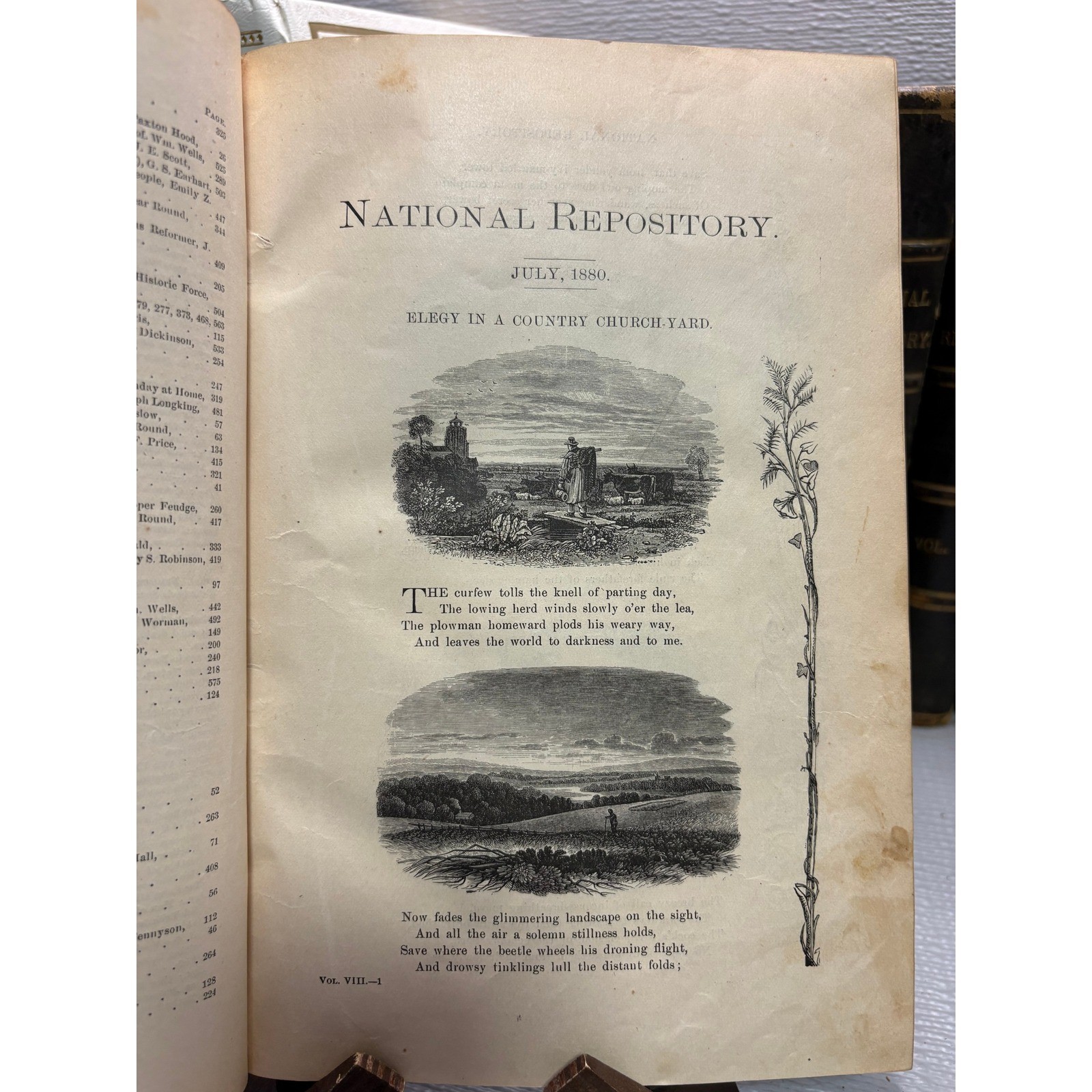 National Repository Vol VIII 1880 Antique Leather Book Religious Literature Art