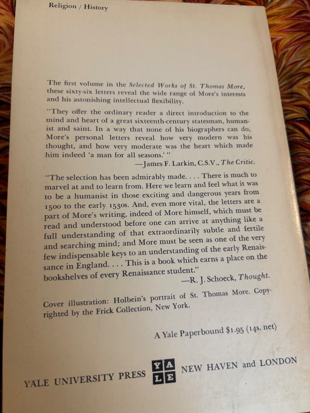 St. Thomas More Selected Letters, Rogers, Yale
