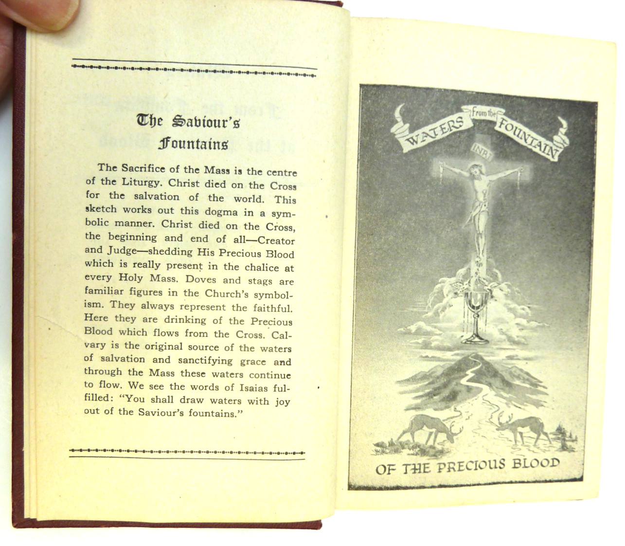 1947 Catholic WATER FROM THE FOUNTAINS OF THE PRECIOUS BLOOD, HB, Pocket Size