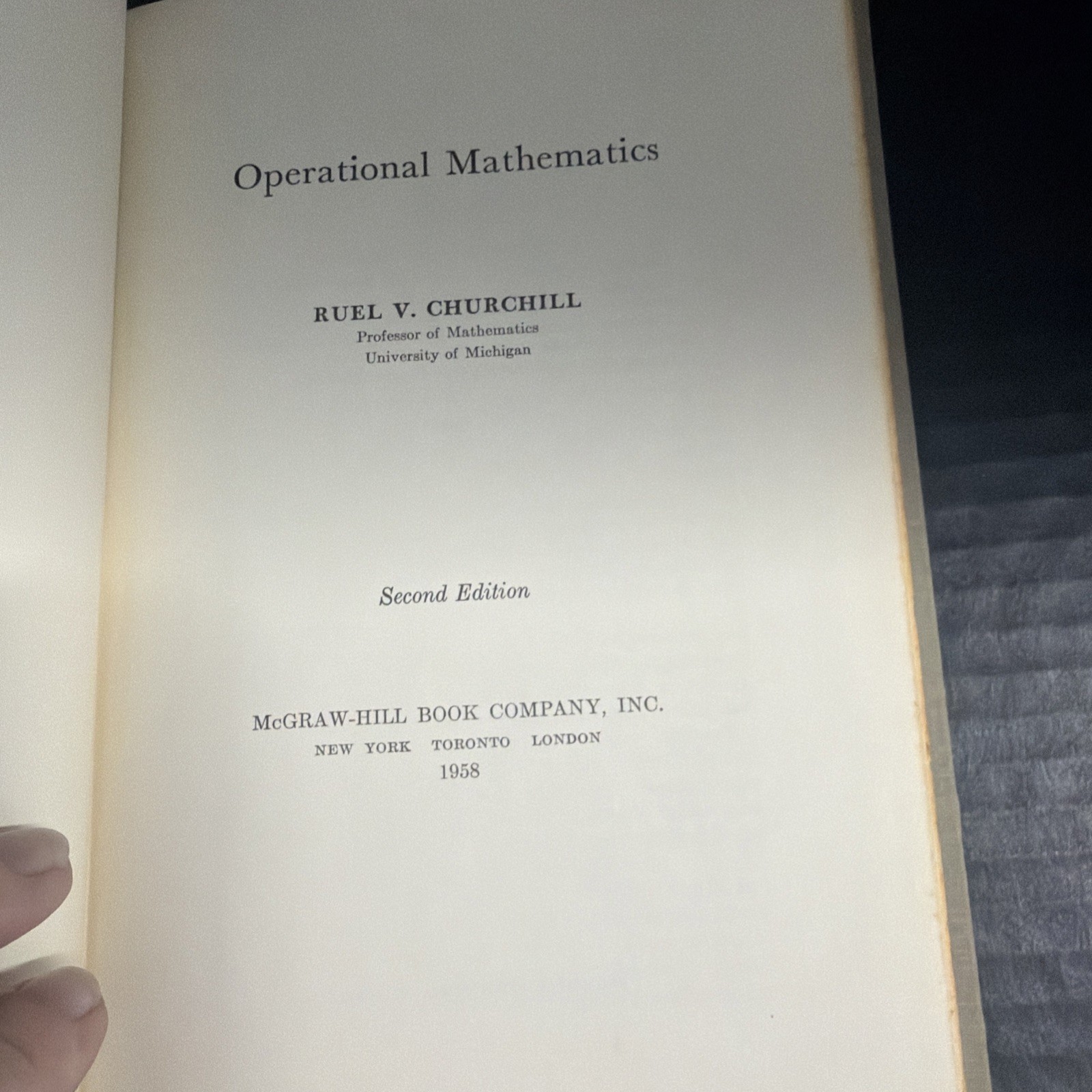 Operational Mathematics 2nd Edition By Churchill Vintage 1958
