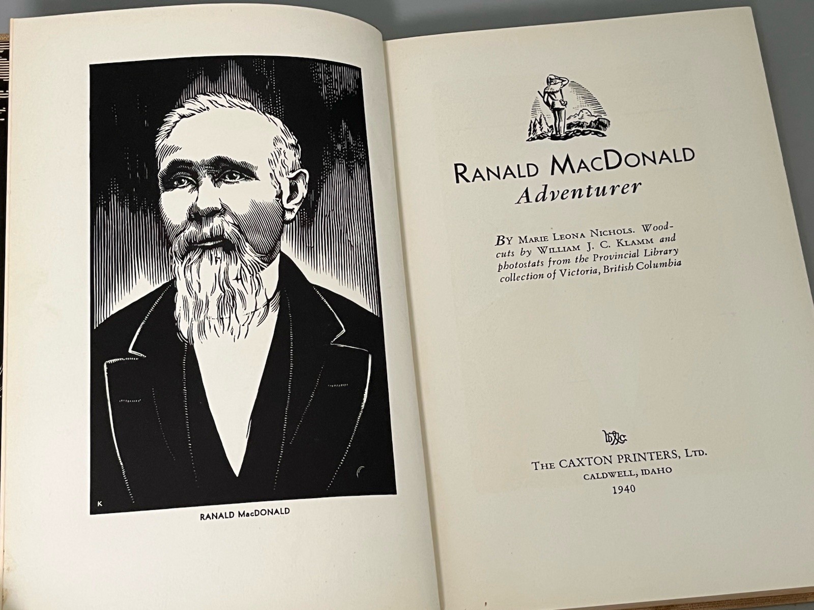 Ranald MacDonald Adventurer- Nichols 1940 -Signed- PNW History, Japan, Woodcuts