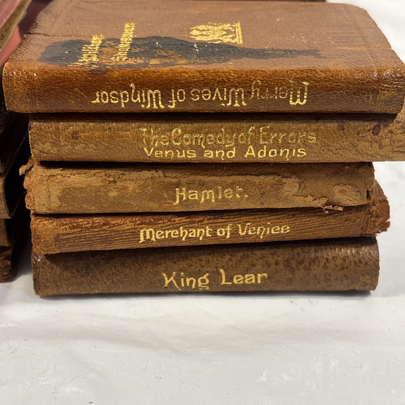 Antique Miniature Shakespeare 22 Vol Set Knickerbocker Leather Novelty c1920s?