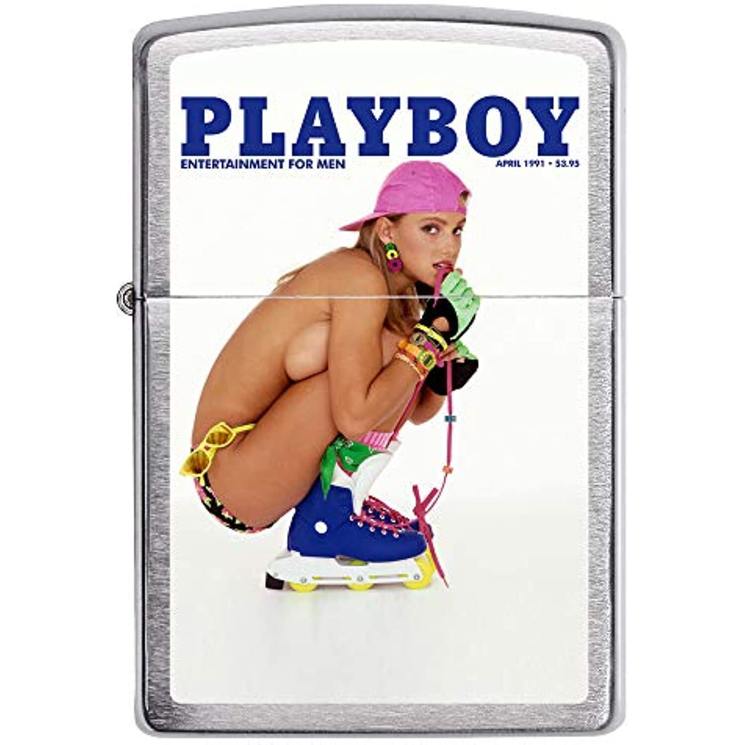 Zippo Playboy April 1991 Cover Satin Chrome Windproof Lighter NEW RARE