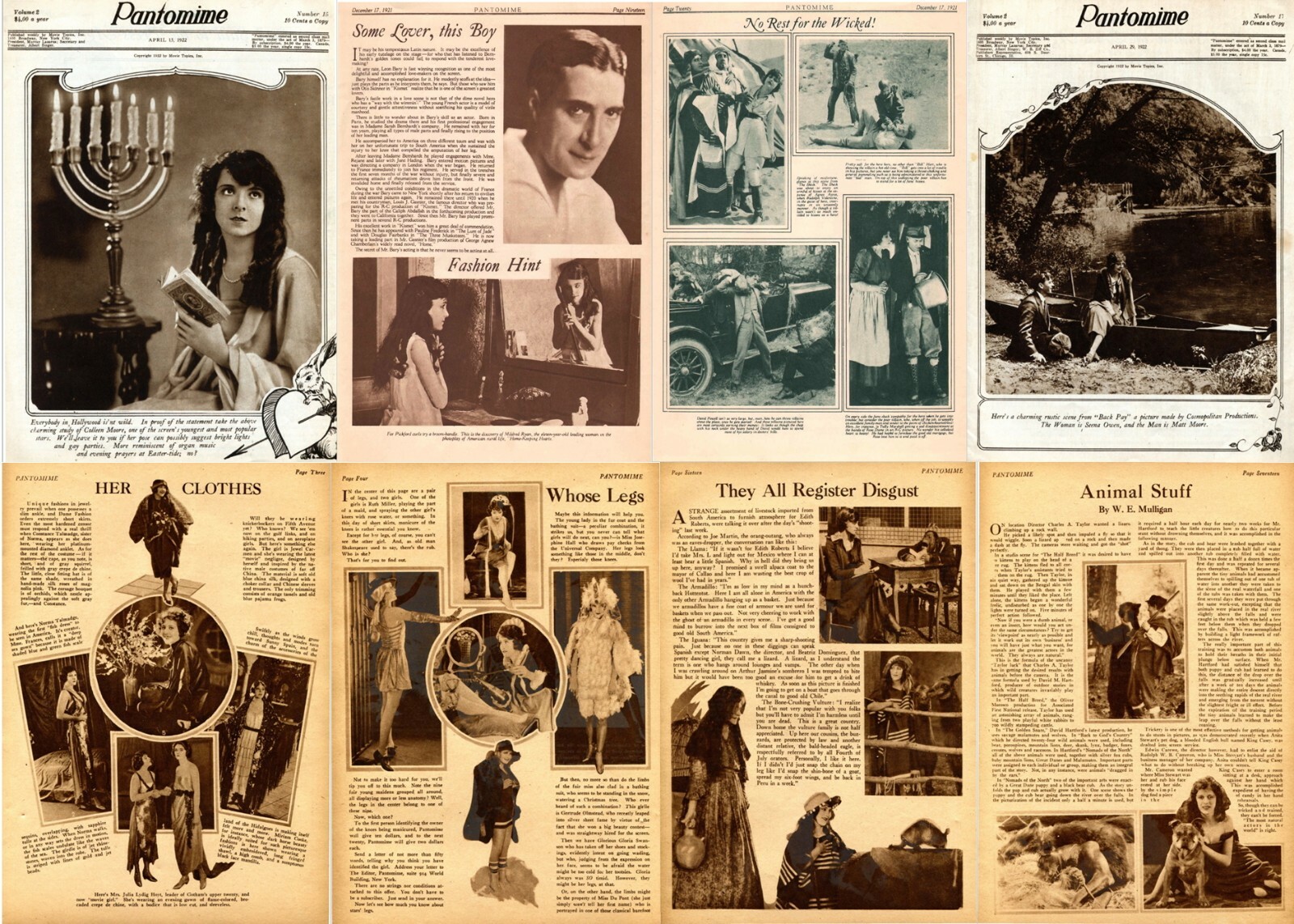 18 Old Issues of Pantomime – Illustrated Movie Fan Magazine (1921-1922) on DVD