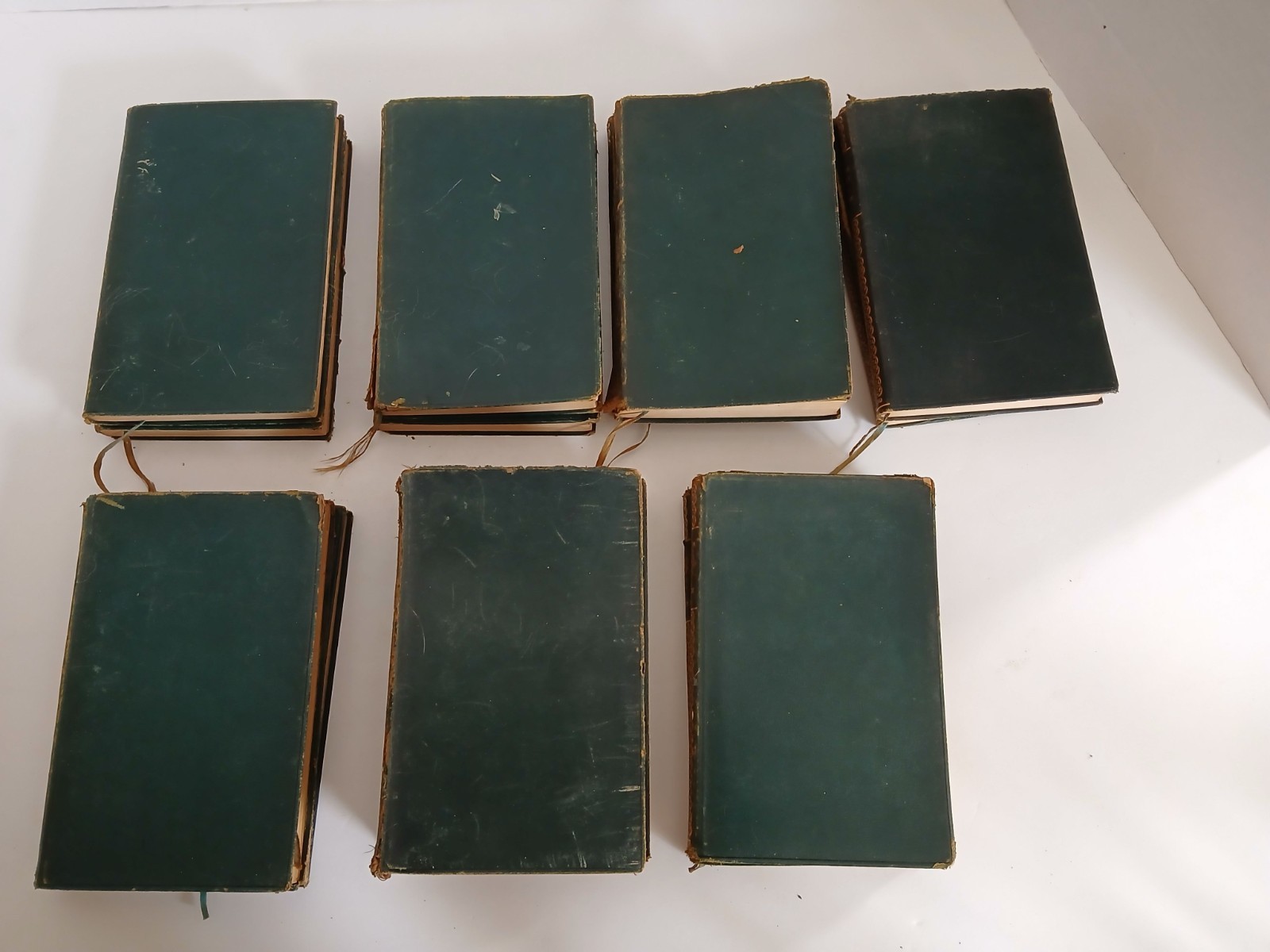 14 GREEN LEATHERBOUND THACKERAY Published by Henry Frowde, Early 1900s.