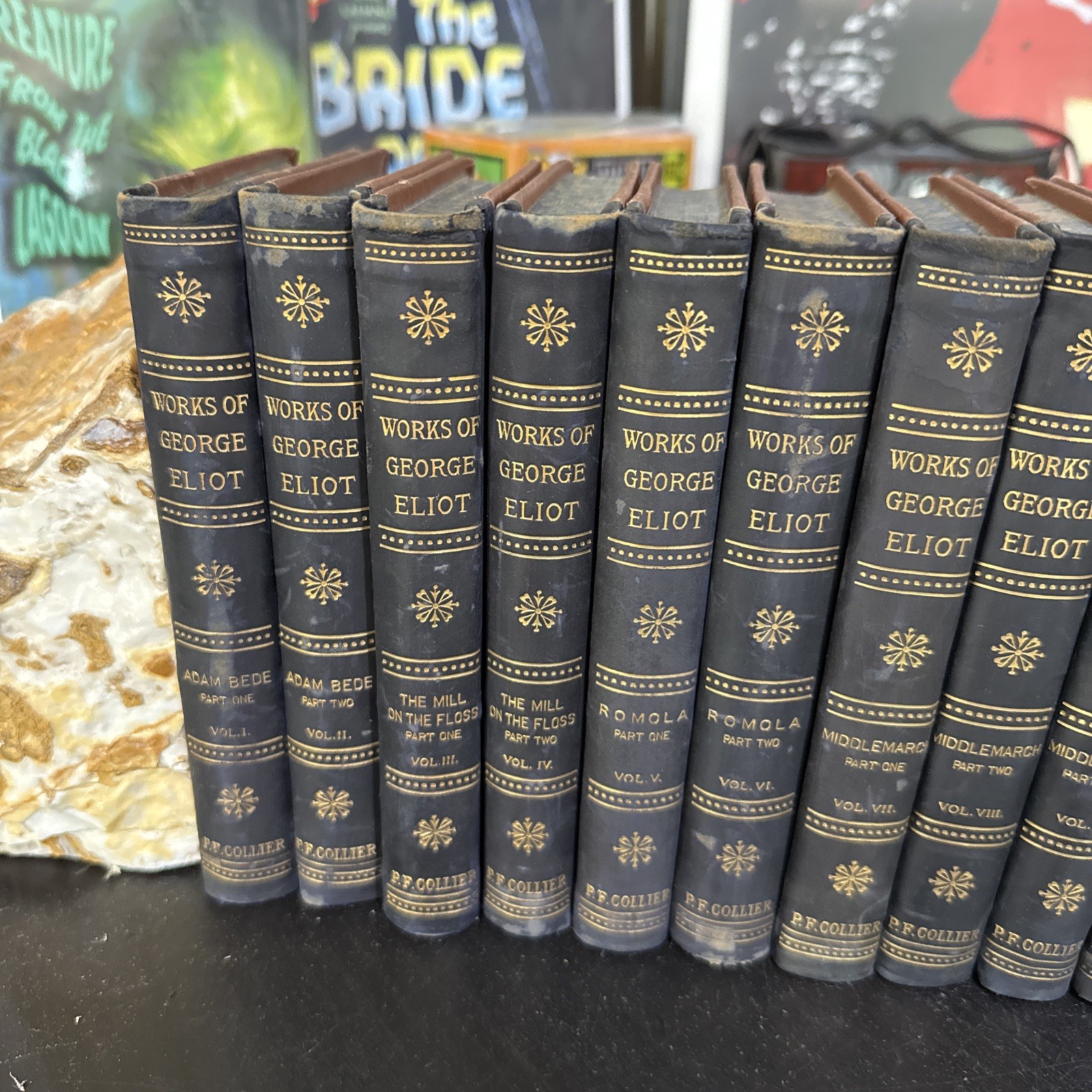 WORKS of GEORGE ELIOT c. 1900 Complete 18 Volume Set P.F. Collier HC Leather
