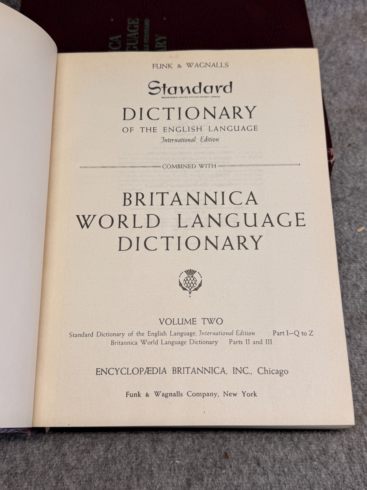 Vintage 1958 Britannica World Language Dictionary 2 Vol Set Funk & Wagnalls