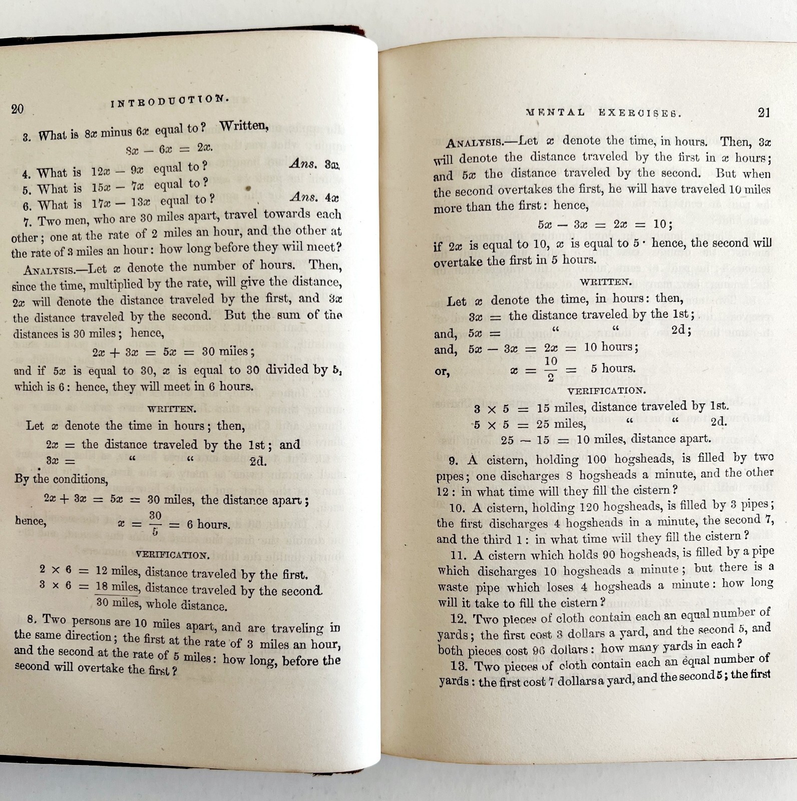 New Elementary Algebra 1859 1st Edition Victorian Math HC Charles Davies E65