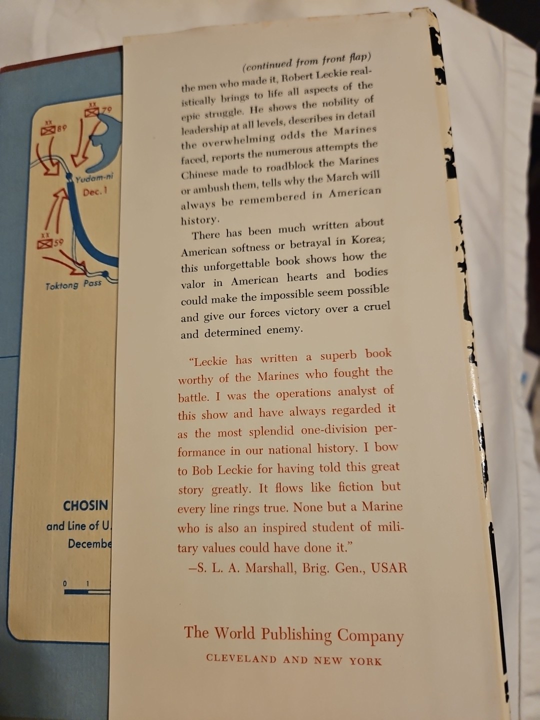 1960 – The March to Glory – Leckie – 1st Edition – Korea War Marine – Hardcover