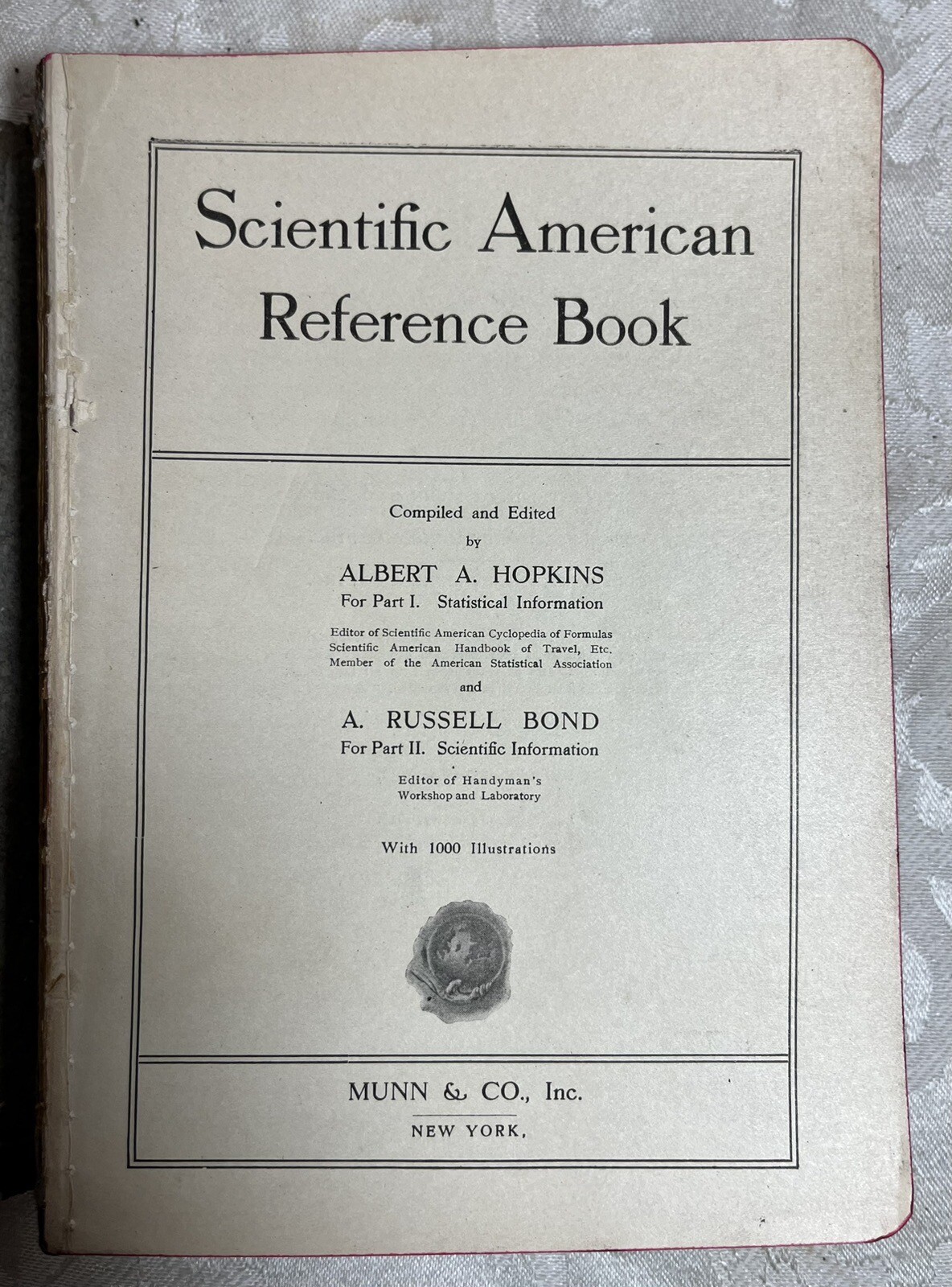Scientific American Reference Book by Hopkins, Albert A Antique Book. VG/Leather