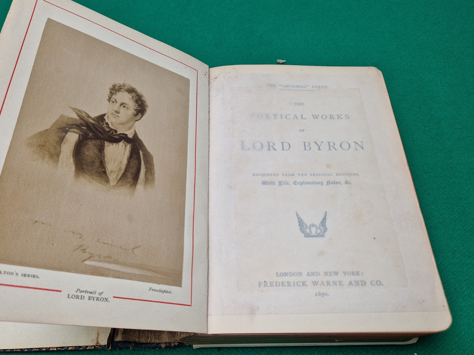 Antique 1890 Byron Poetical Works Leather Book Frederick Warne A/F