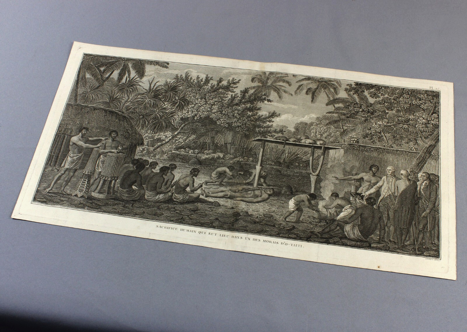 Captain Cook 3rd Voyage – 1785 – PAIR large engravings – Tahiti Human Sacrifice
