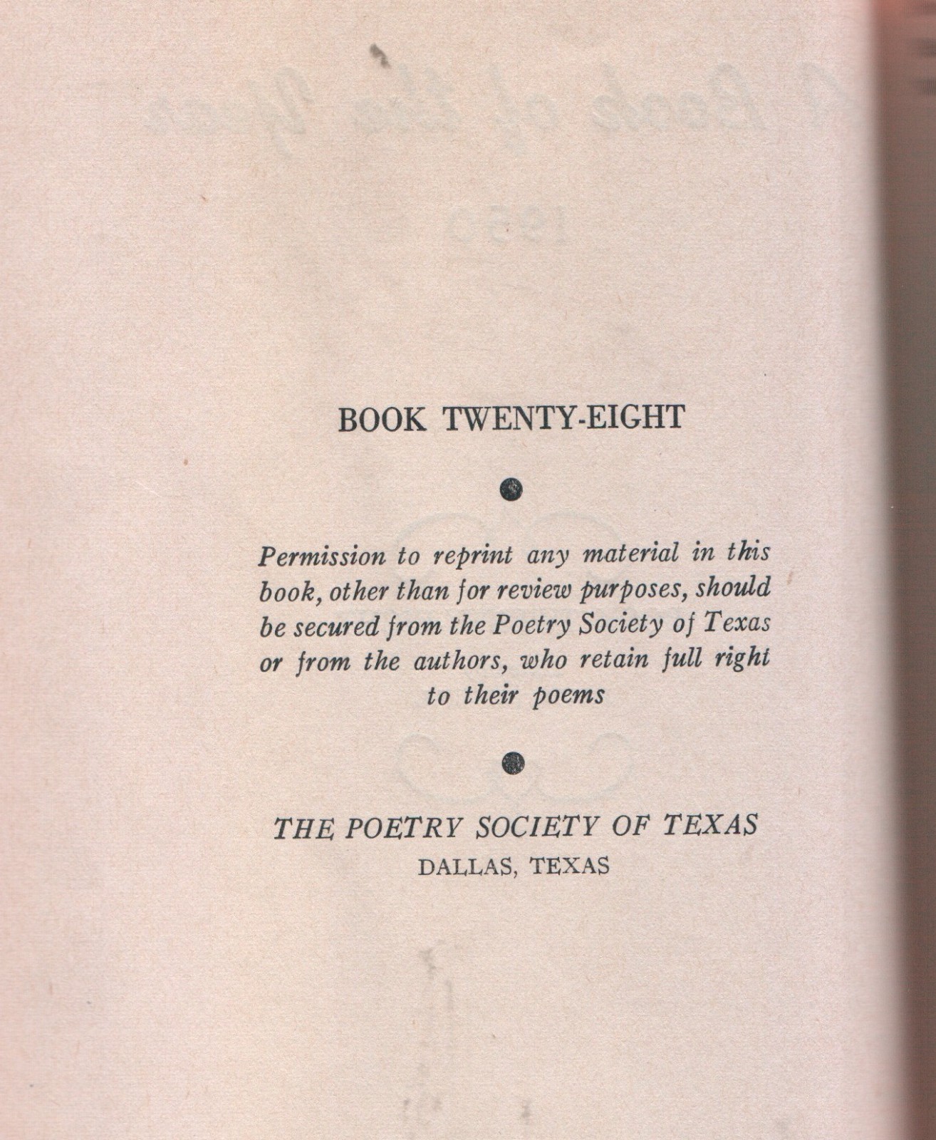 Vtg. Poetry Society Of Texas Book Of The Year 1950 Soft Cover
