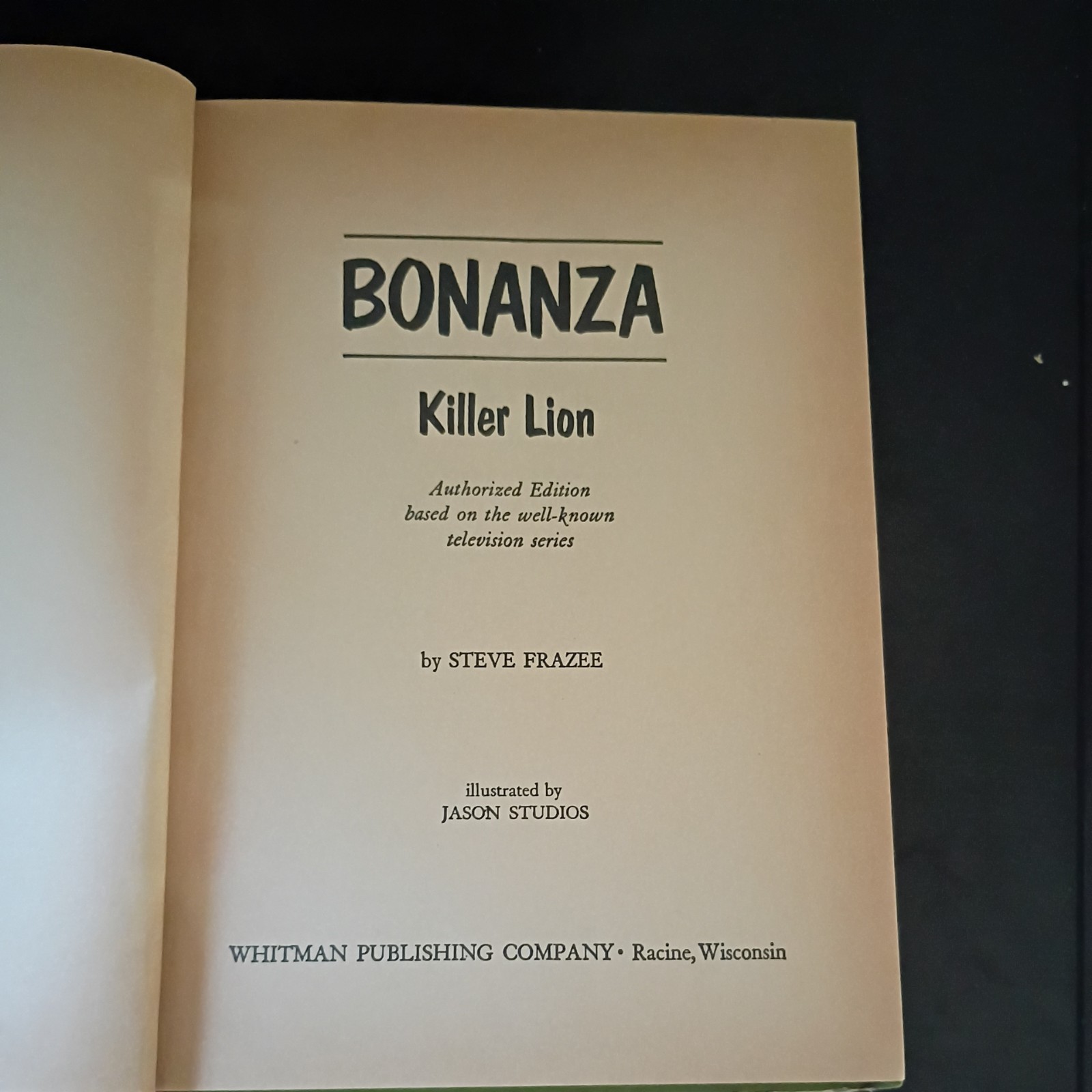Bonanza Killer Lion 1966 Vintage Whitman Book, Authorized TV Adventure