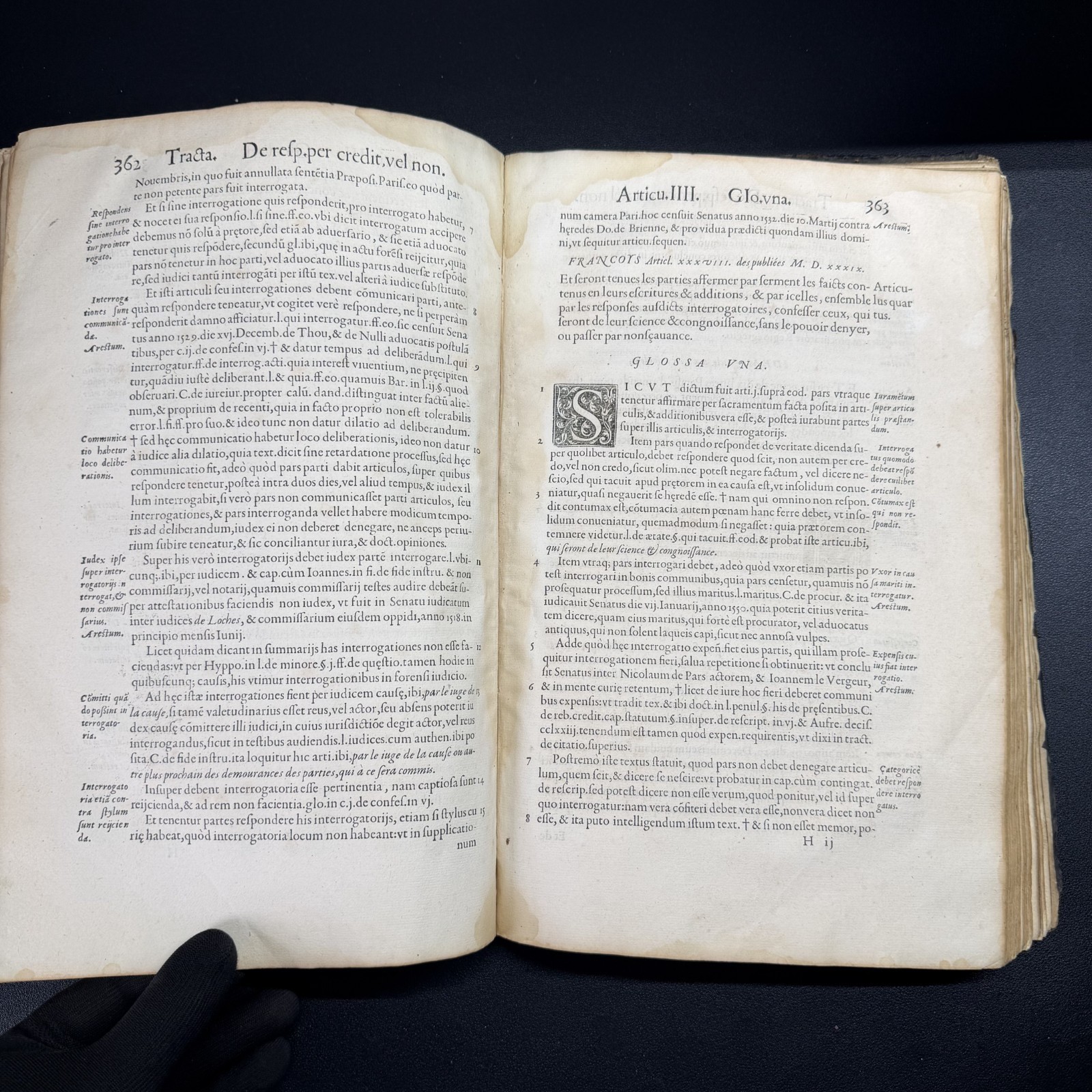1555 Rebuffi Commentarii Latin French Law Folio Vol 3 Incomplete/Vandalized
