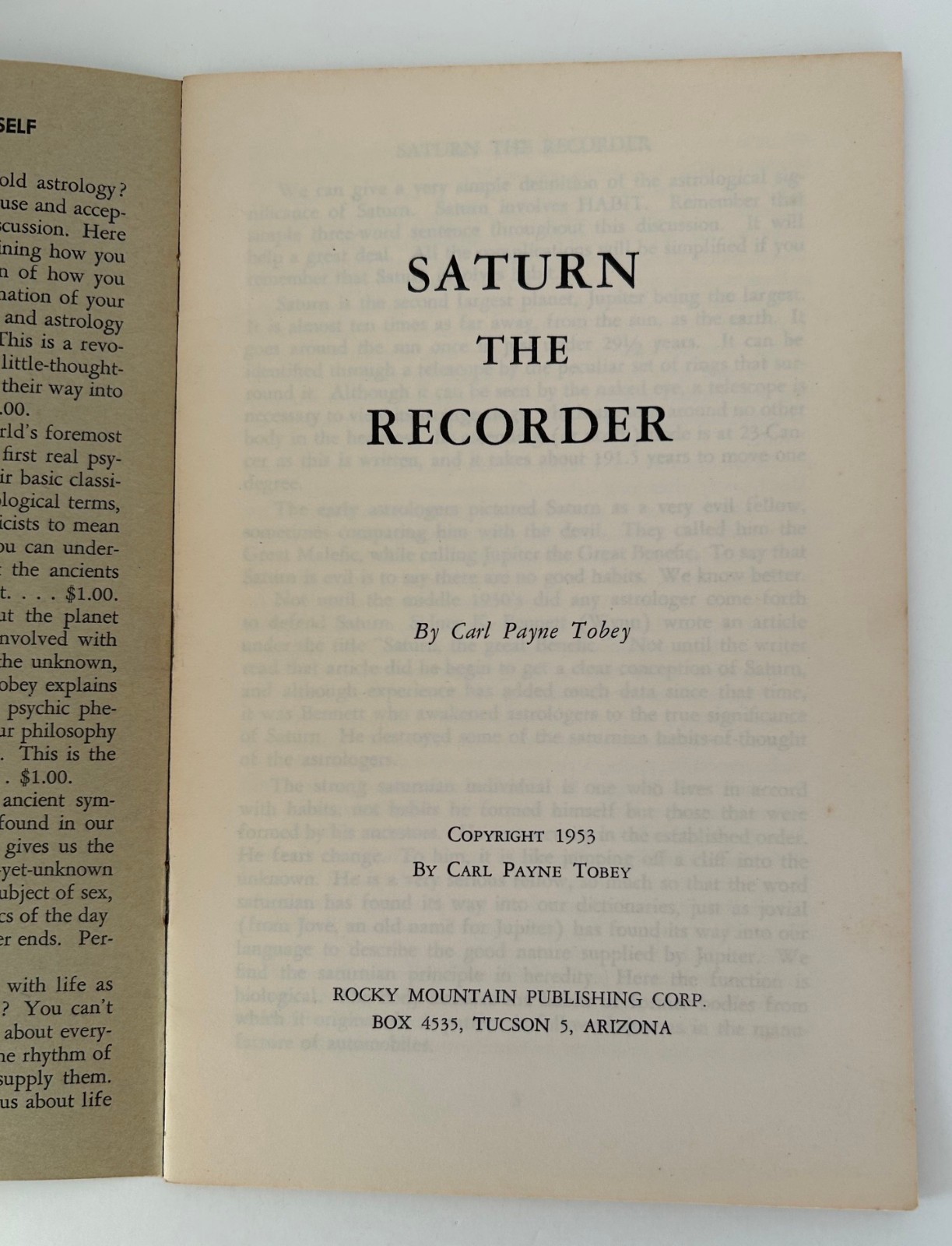 The New Astrology – Carl Payne Tobey – 5 Pamphlets – 1952