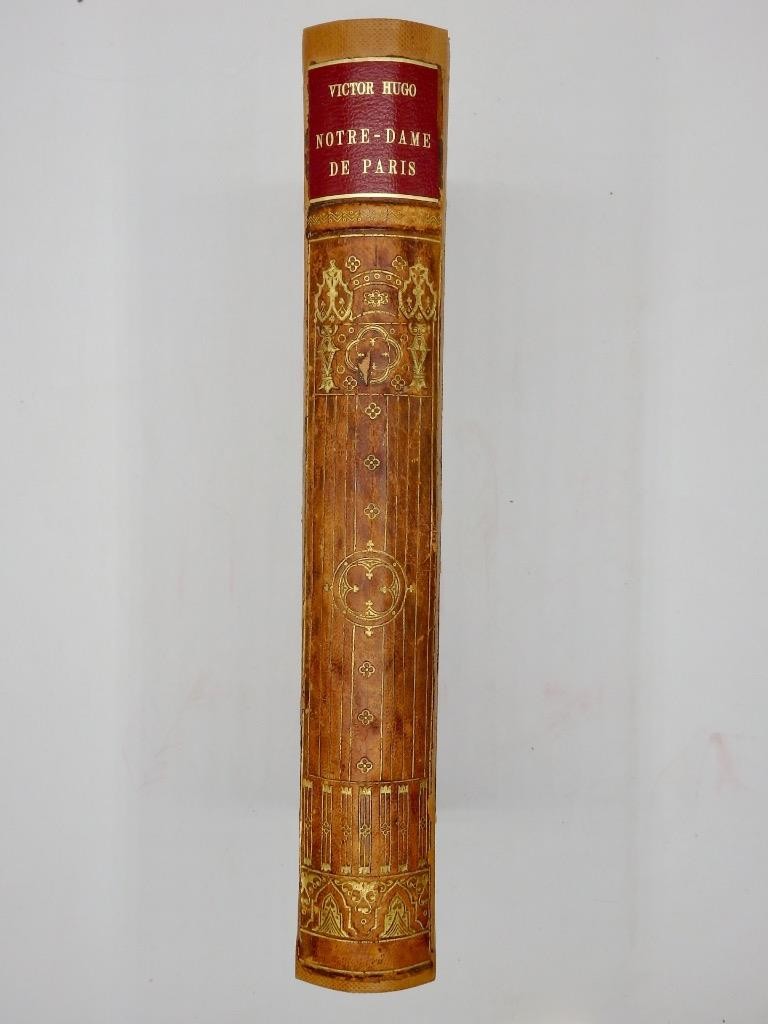 c1880 HUNCHBACK of NOTRE-DAME in FRENCH – Victor Hugo VERY CLEAN Leather Binding