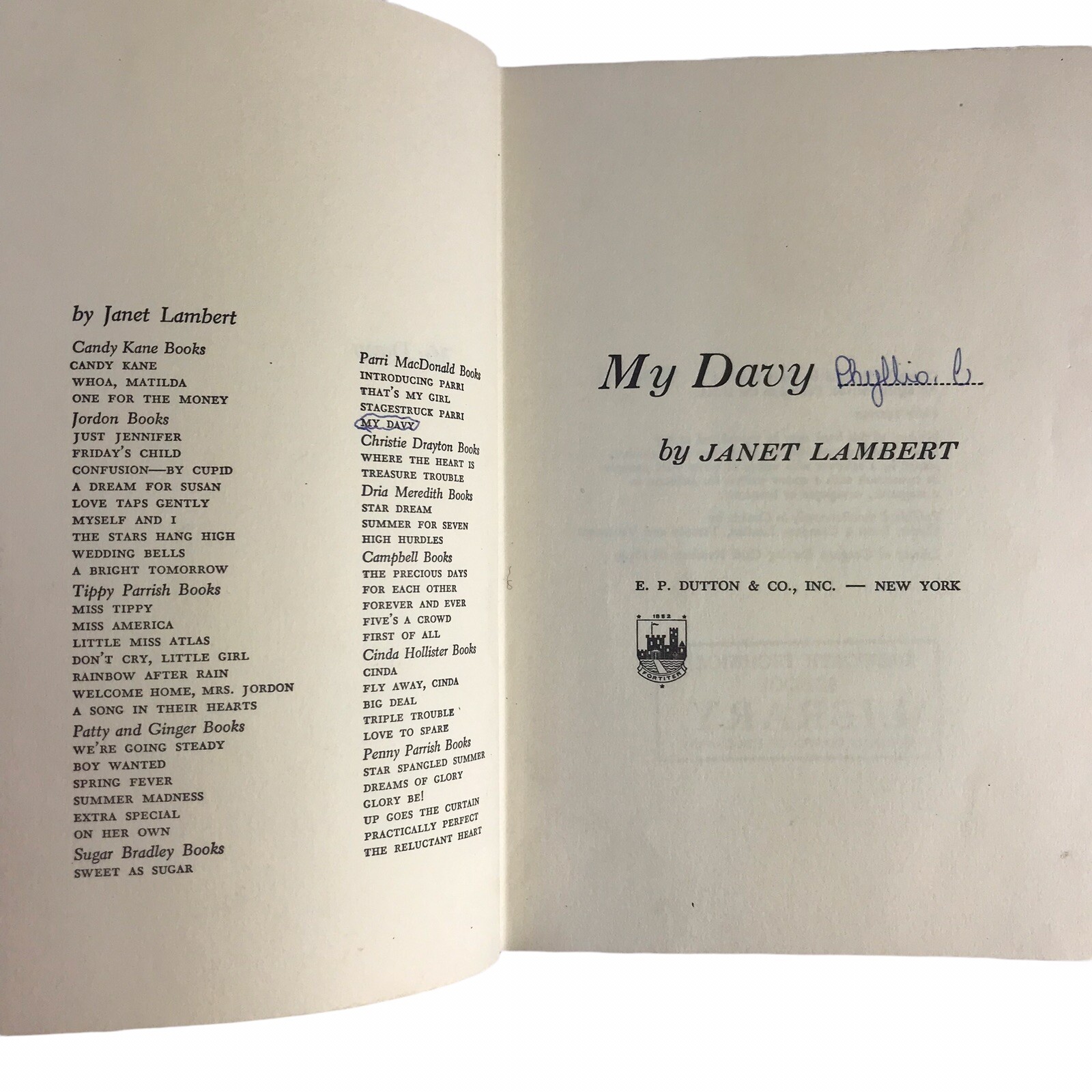 My Davy Lambert Juvenile Fiction Indiana West Point Parri McDonald 1968 1st Ed