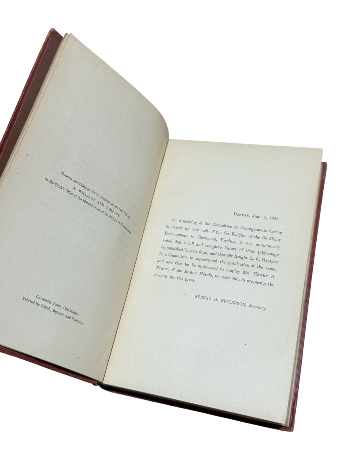 Masons / Memoir of the Pilgrimage to Virginia of the Knights Templars Signed 1st