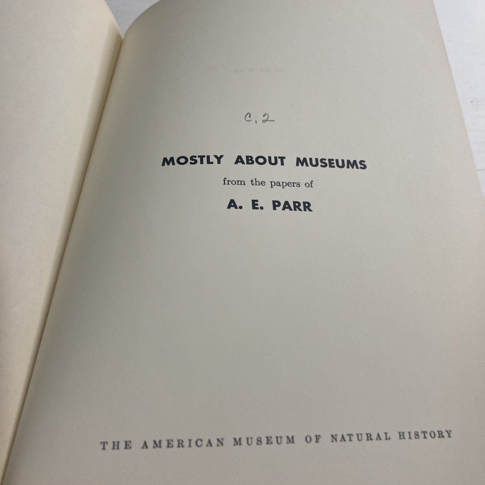 Mostly About Museums From The Papers Of A.E. Parr Hardcover Book The American Mu