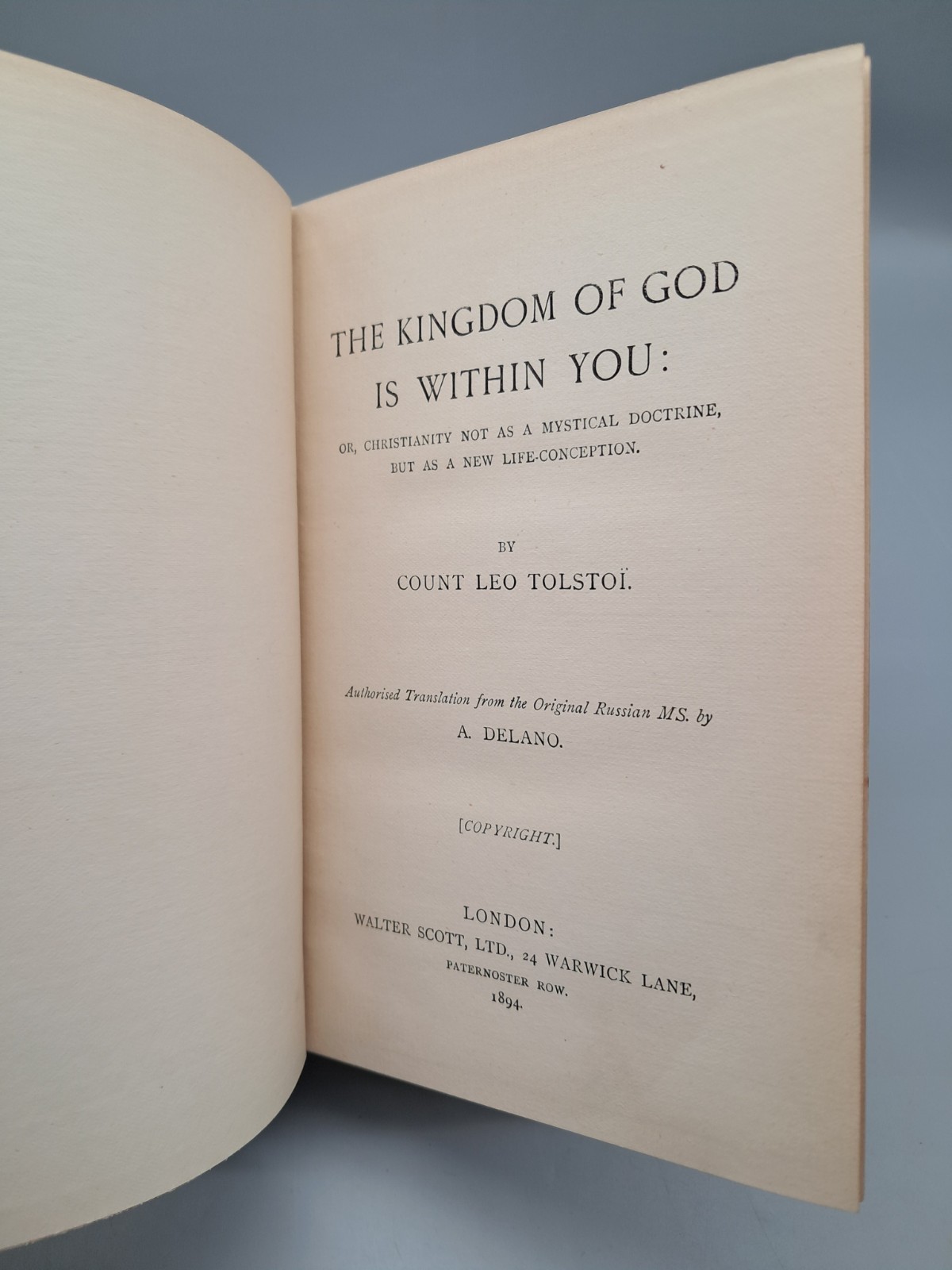 Antique 1894 THE KINGDOM OF GOD IS WITHIN YOU Count Lyof N. Tolstoi First Eng?