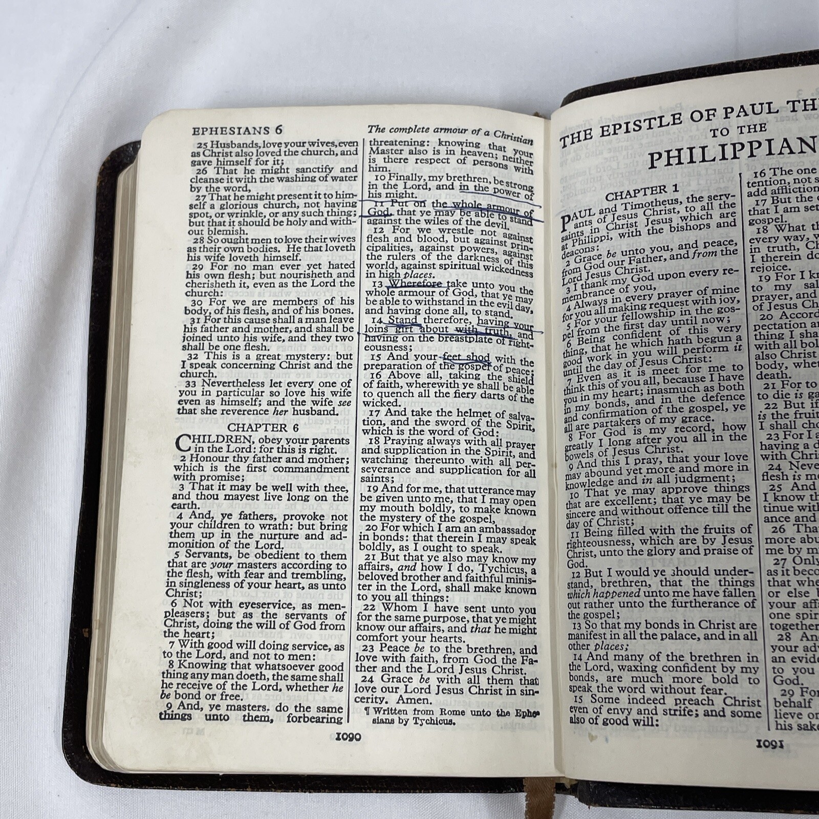 Leather Bible Silk Sewn India Pocket Book Vintage