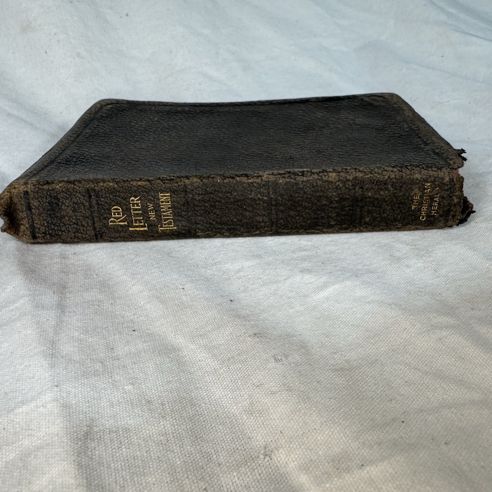 Antique Red Letter New Testament The Christian Herald Leather Holy Bible 4”x6”