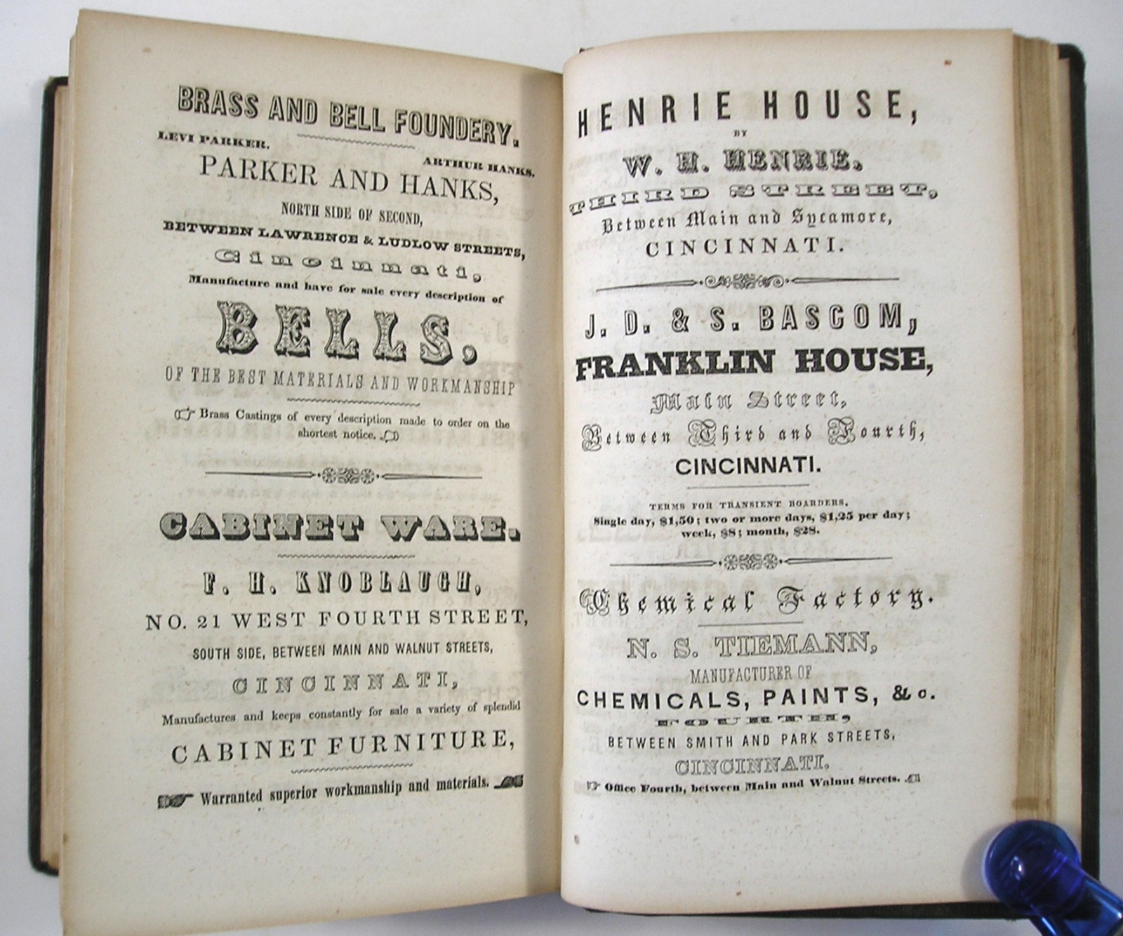 1841 Cincinnati in 1841, Annals and Prospects, First Ed., Local Ads