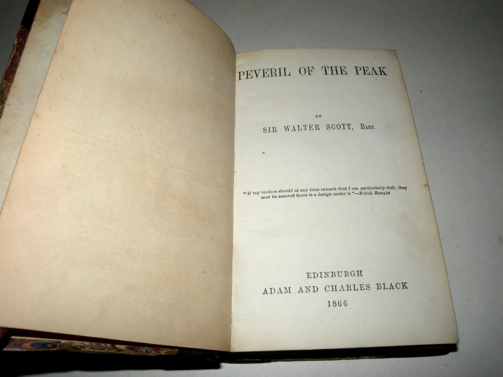 Peveril Of The Peak – Sir Walter Scott, Hardback, Adam And Charles Black, 1866