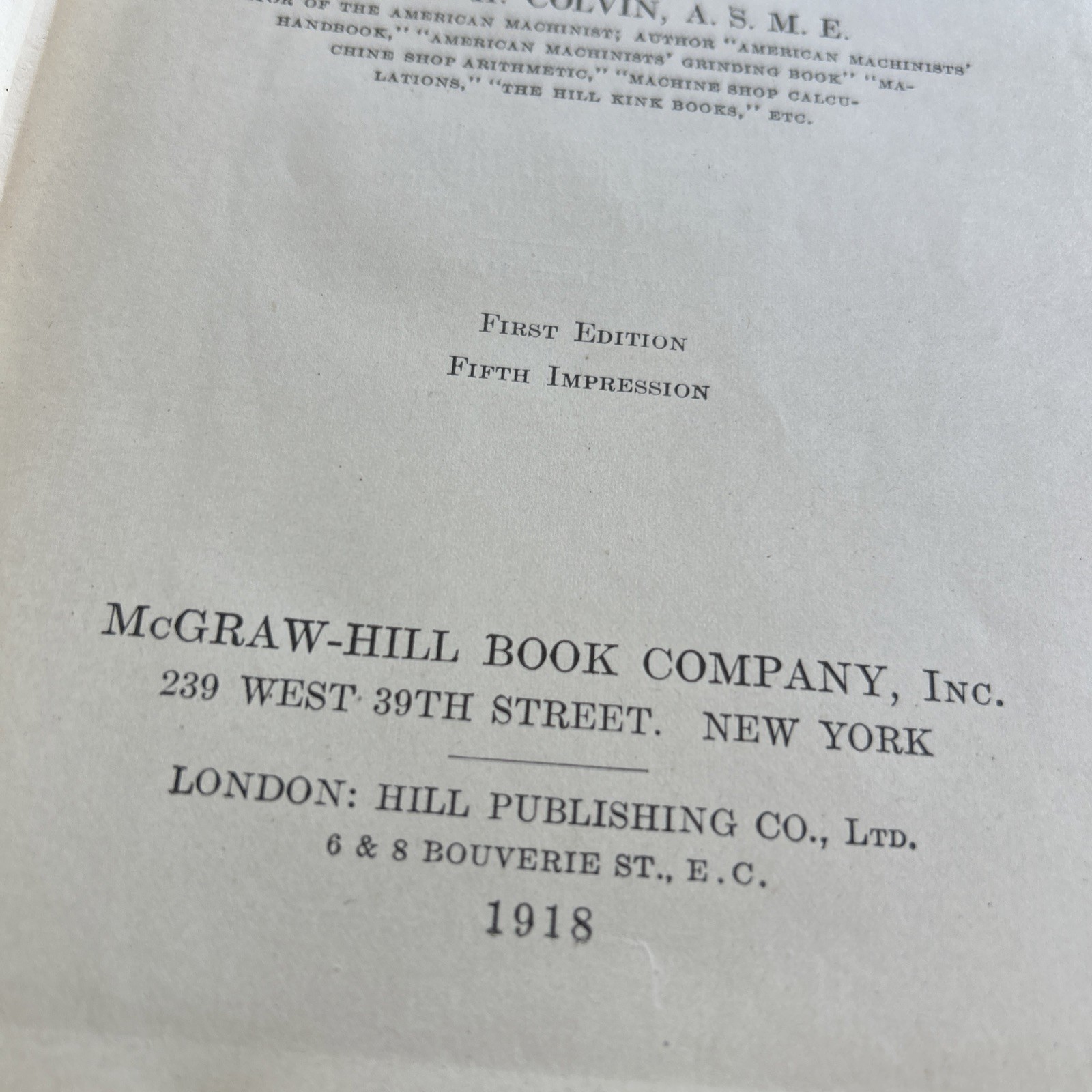 1918 Aircraft Mechanics Handbook by Fred Colvin McGraw Hill US Navy Copy