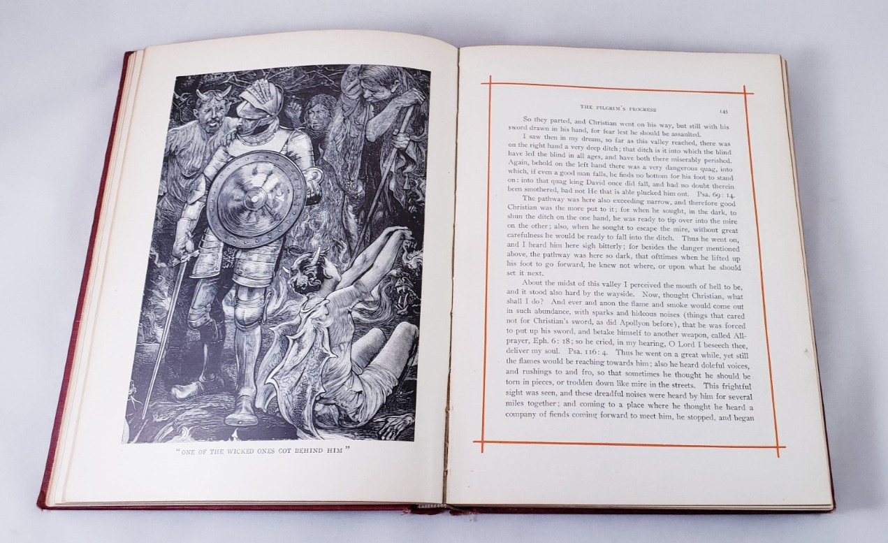 Antique The Pilgrims Progress John Bunyan The Christian Herald Red Line Edition