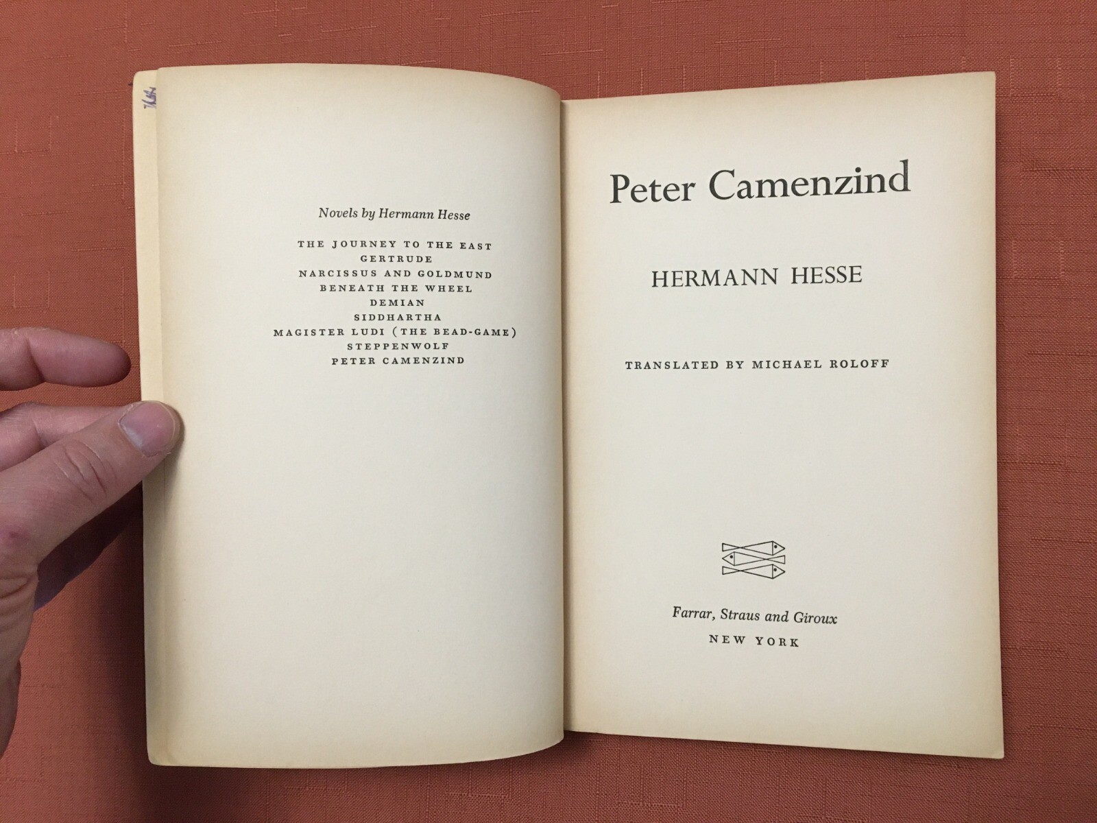 Peter Camenzind – by Hermann Hesse – 1969 – 3rd Print, Softcover – FSG Edition