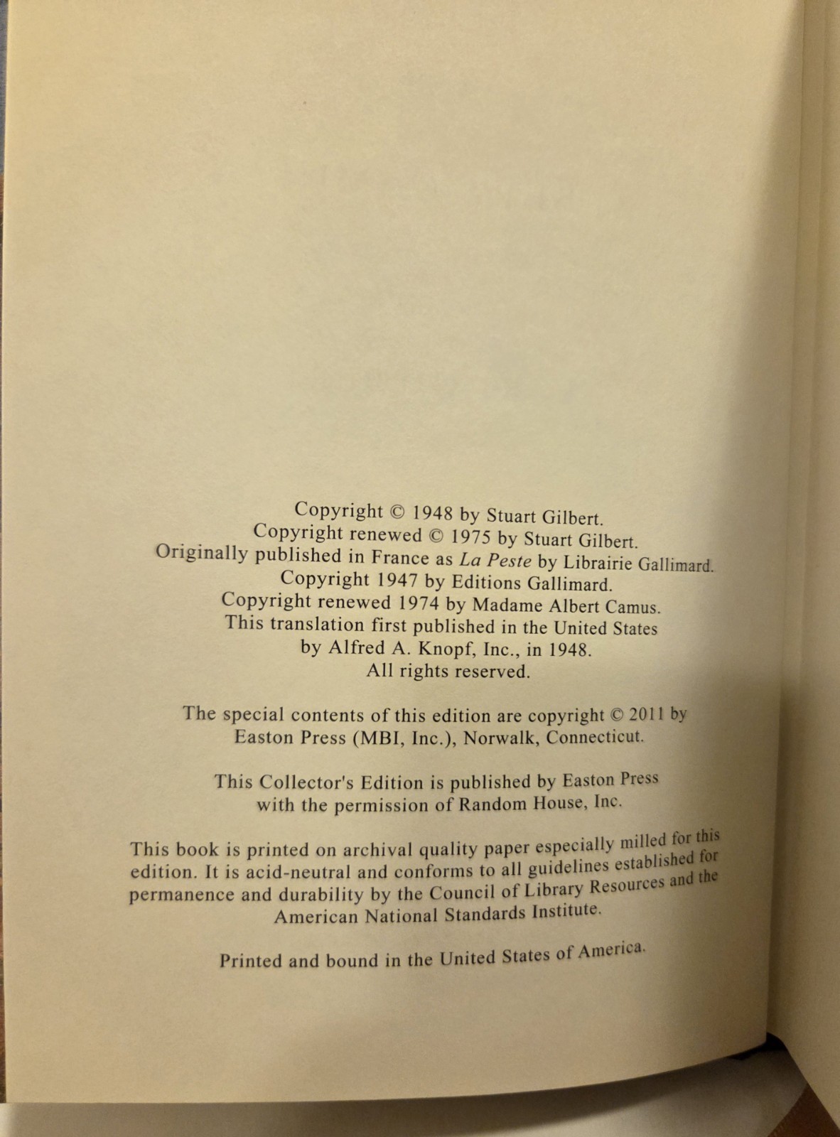 The Plague Easton Press by Albert Camus – Leather Collector’s Edition 2011