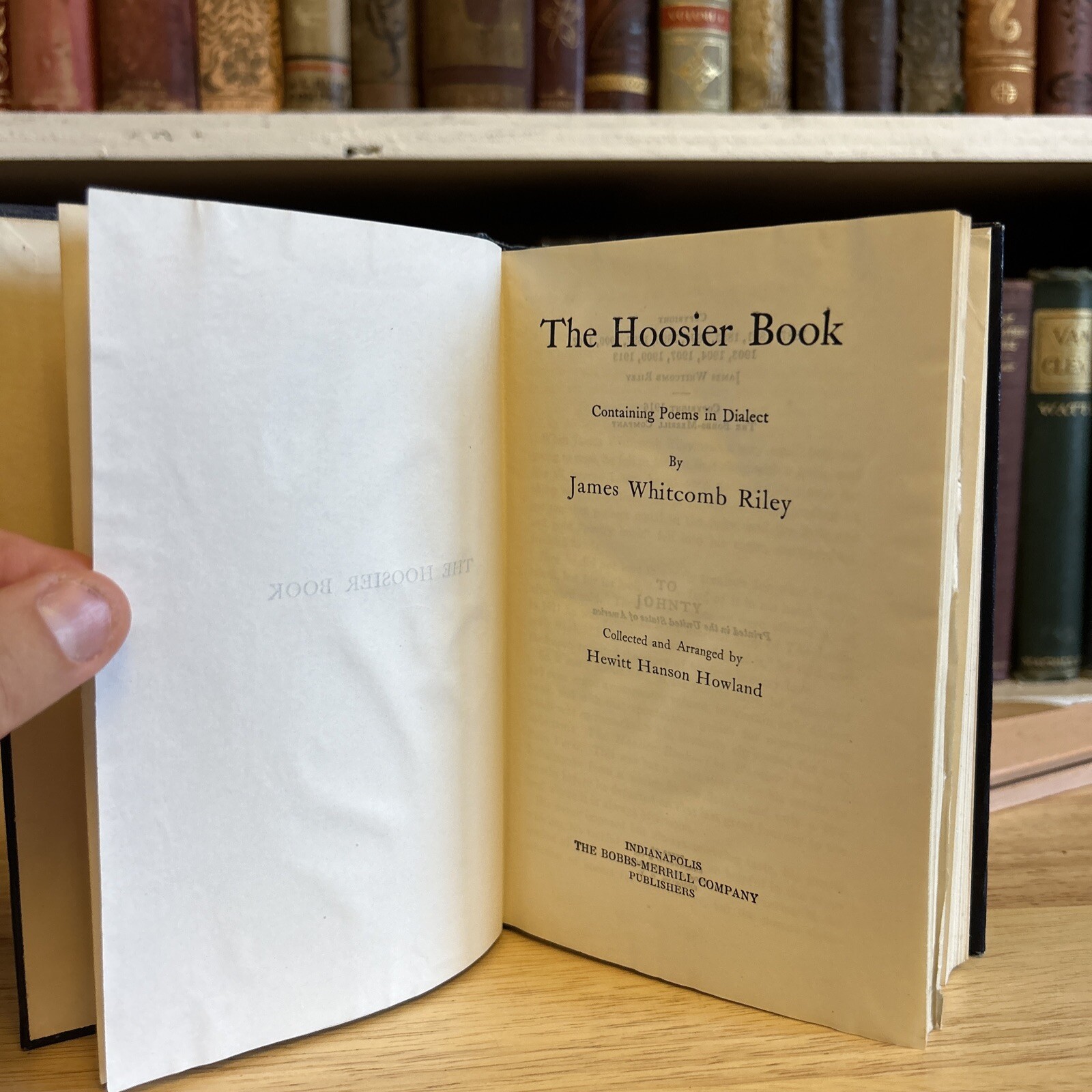 THE HOOSIER BOOK OF RILEY VERSE Bobbs-Merrell Co HC 1916 Vintage