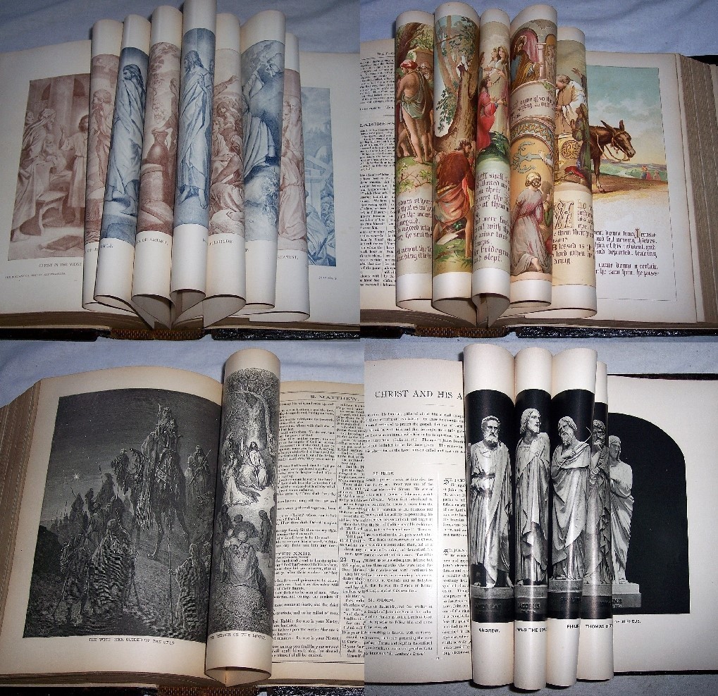 1896 Antique Clasp Family Bible Apocrypha Concordance Dictionary Psalms #30