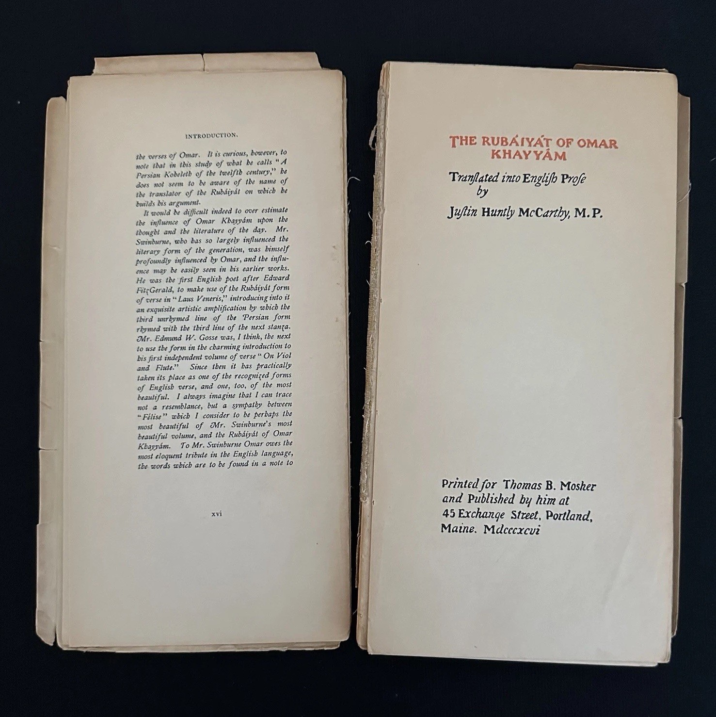 1896 Rubaiyat Omar Khayyam JAPAN VELLUM Mosher Ltd Ed No.100/100 McCarthy