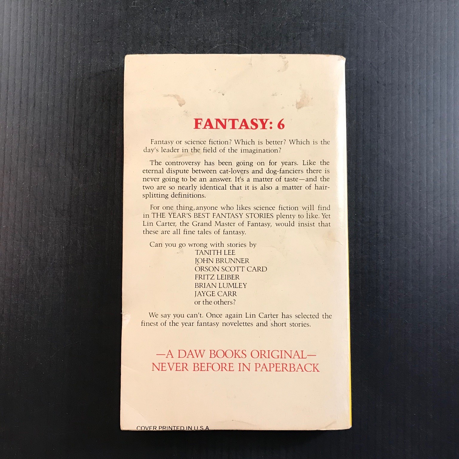 THE YEAR’S BEST FANTASY STORIES 6 Lin Carter DAW 1980 Josh Kirby Cover Art