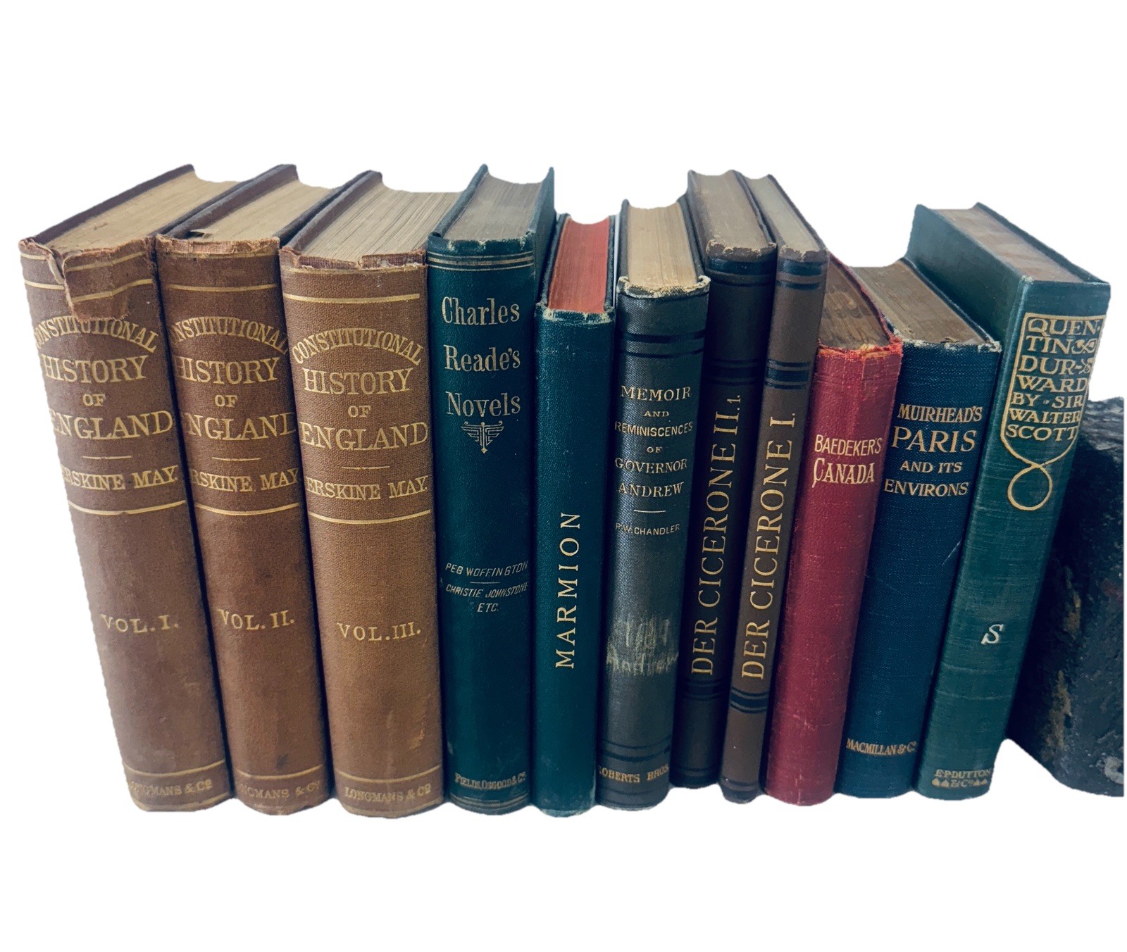 Antique Book Lot (11) – Baedeker, Erskine May, Reade, Walter Scott, Paris