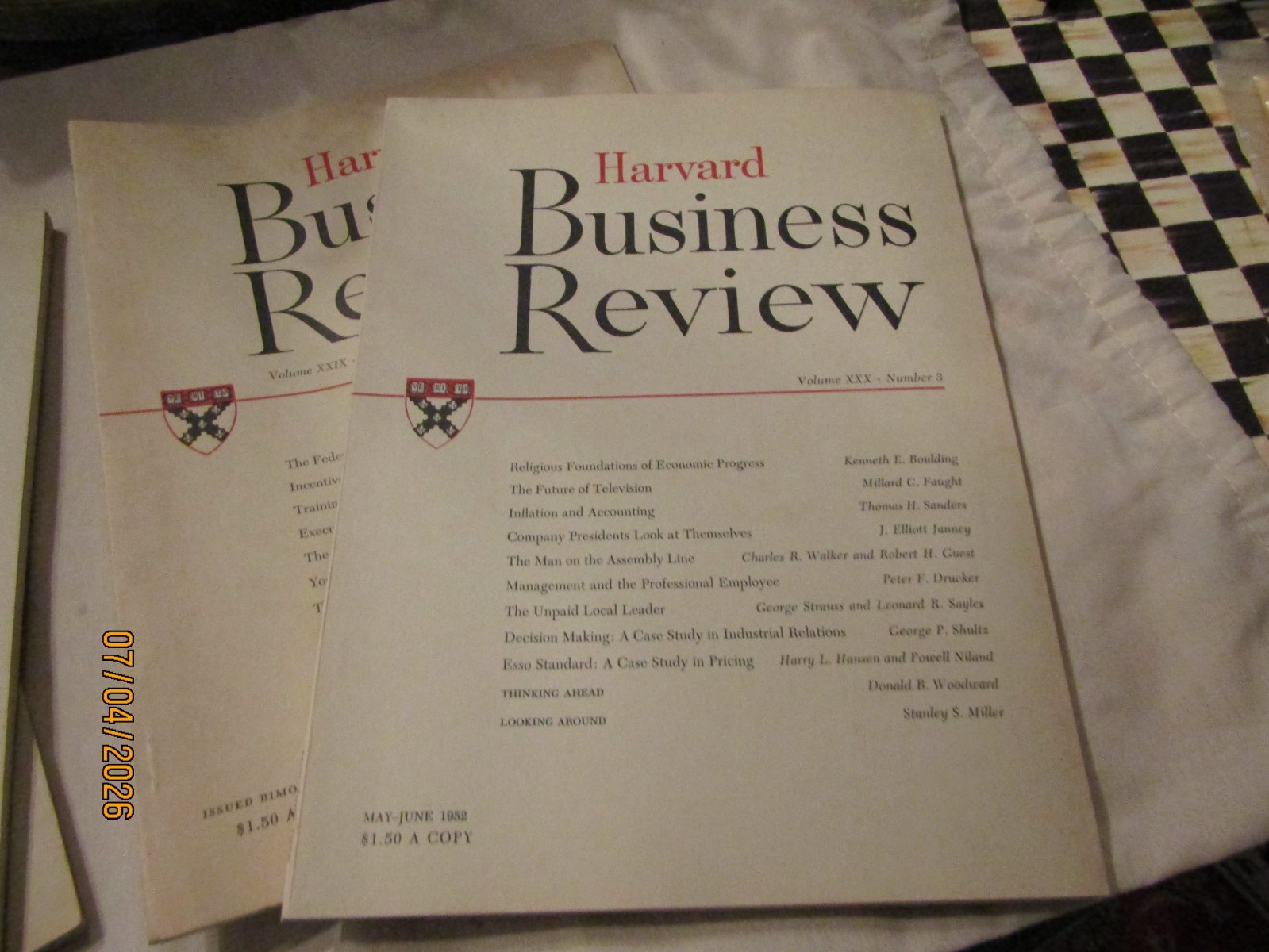 Vintage Harvard Business Review Magazine Set of 4 Different 1951 1952