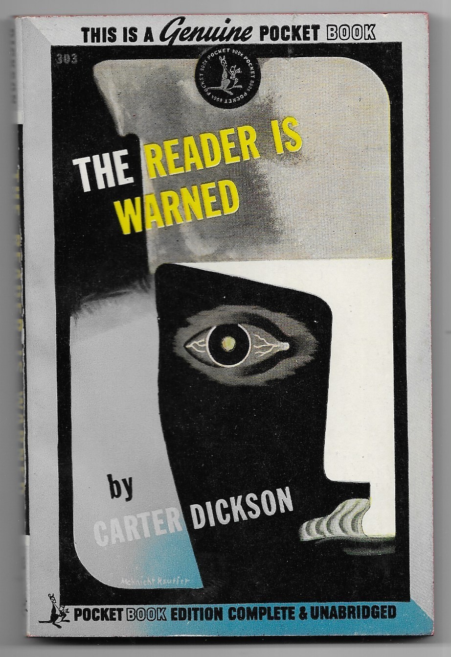 Reader is Warned Carter Dickson Pocket 303 1945 1st Pb McKnight Kauffer Mystery
