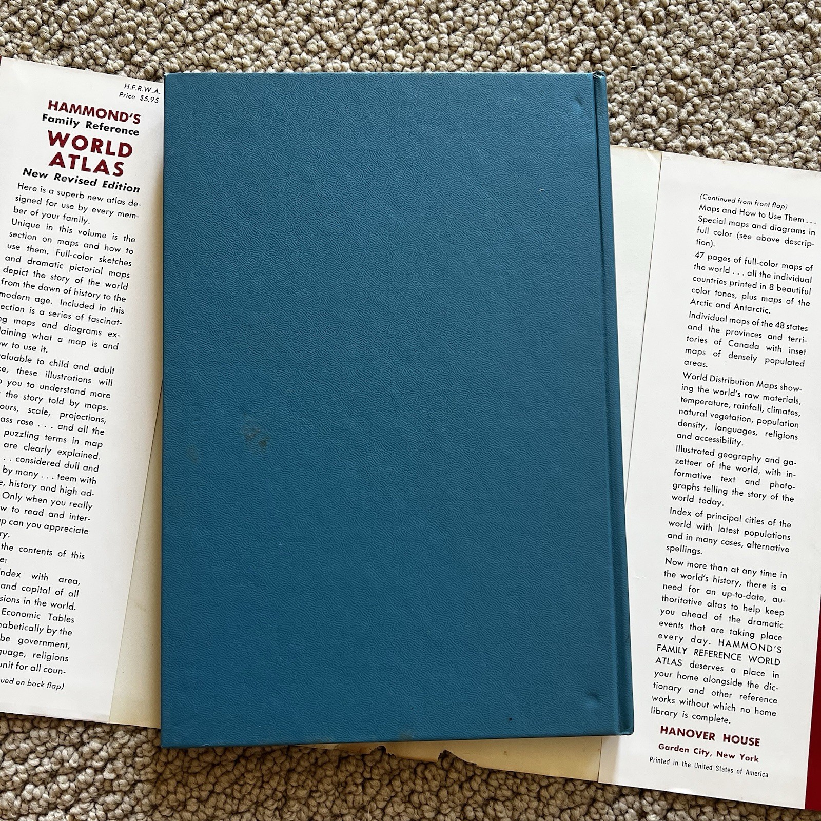 Vintage 1959 Hammond’s Family Reference World Atlas Book New Revised Edition