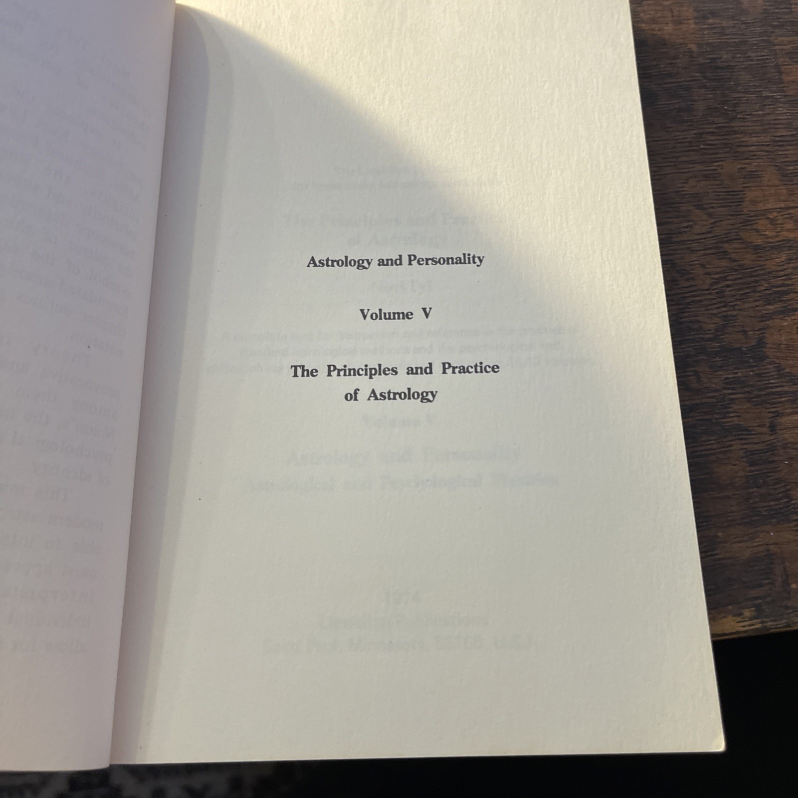 Noel Tyl Astrology and Personality Vol V 1974 First Edition Vintage Llewellyn