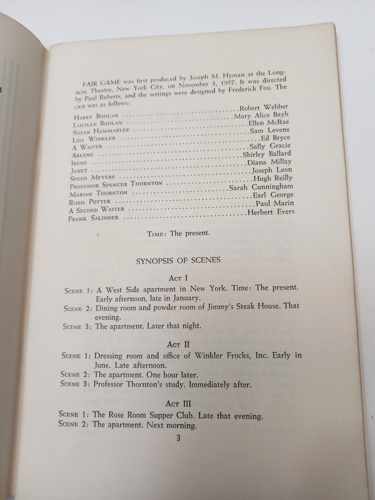 Vintage 1958 FAIR GAME Play Script Sam Locke First Edition Softcover