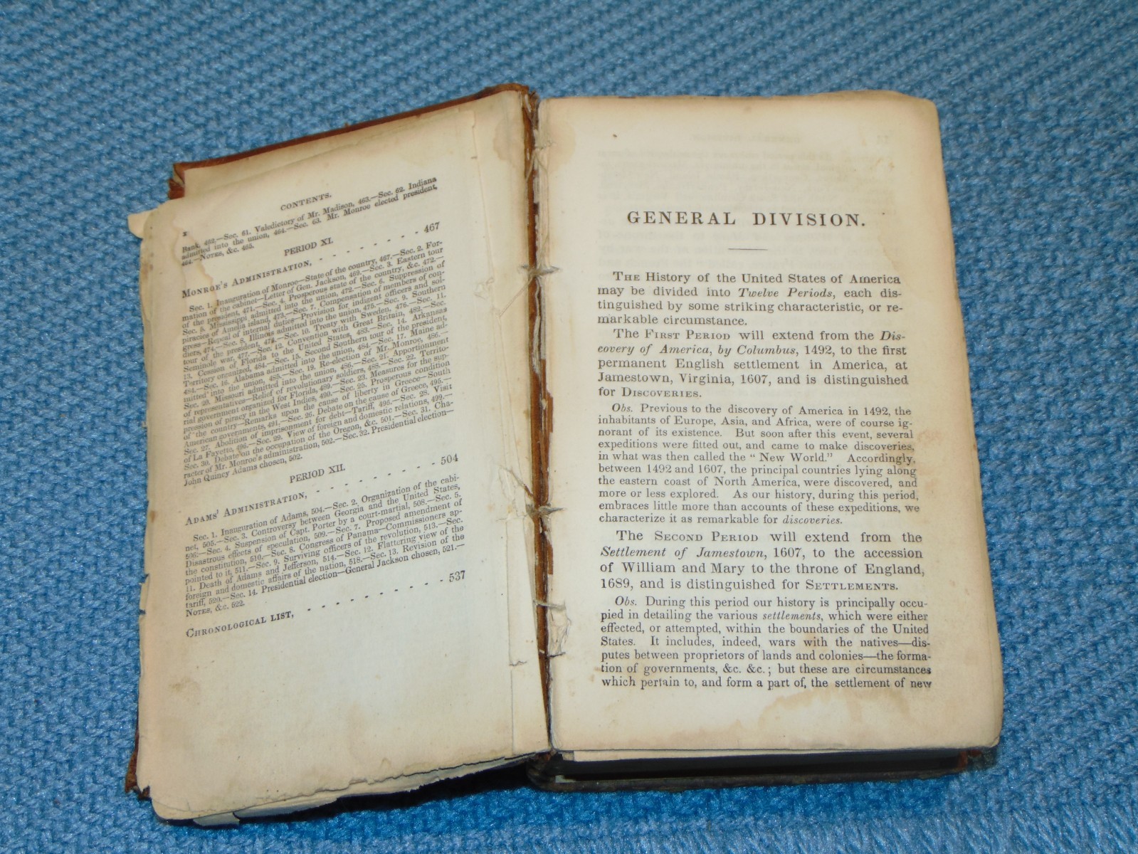CIRCA 1830 LEATHER-ON-BOARD BOOK: “HISTORY OF THE UNITED STATES”