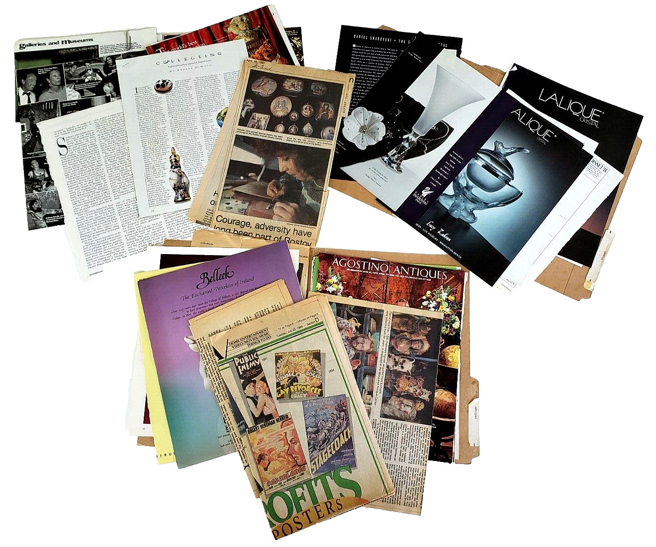 80s 90s Magazine Newspaper Articles Collectibles Antiques Crystal Etc Lot