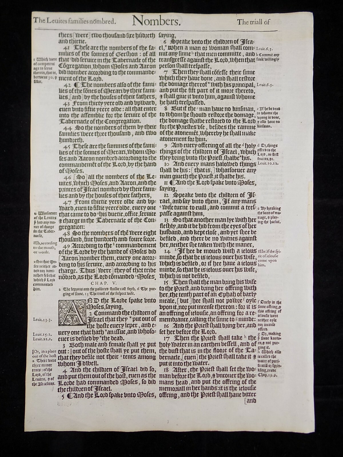 1583 Noblest Geneva Bible Folio- Book of Numbers Leaves- YOU PICK