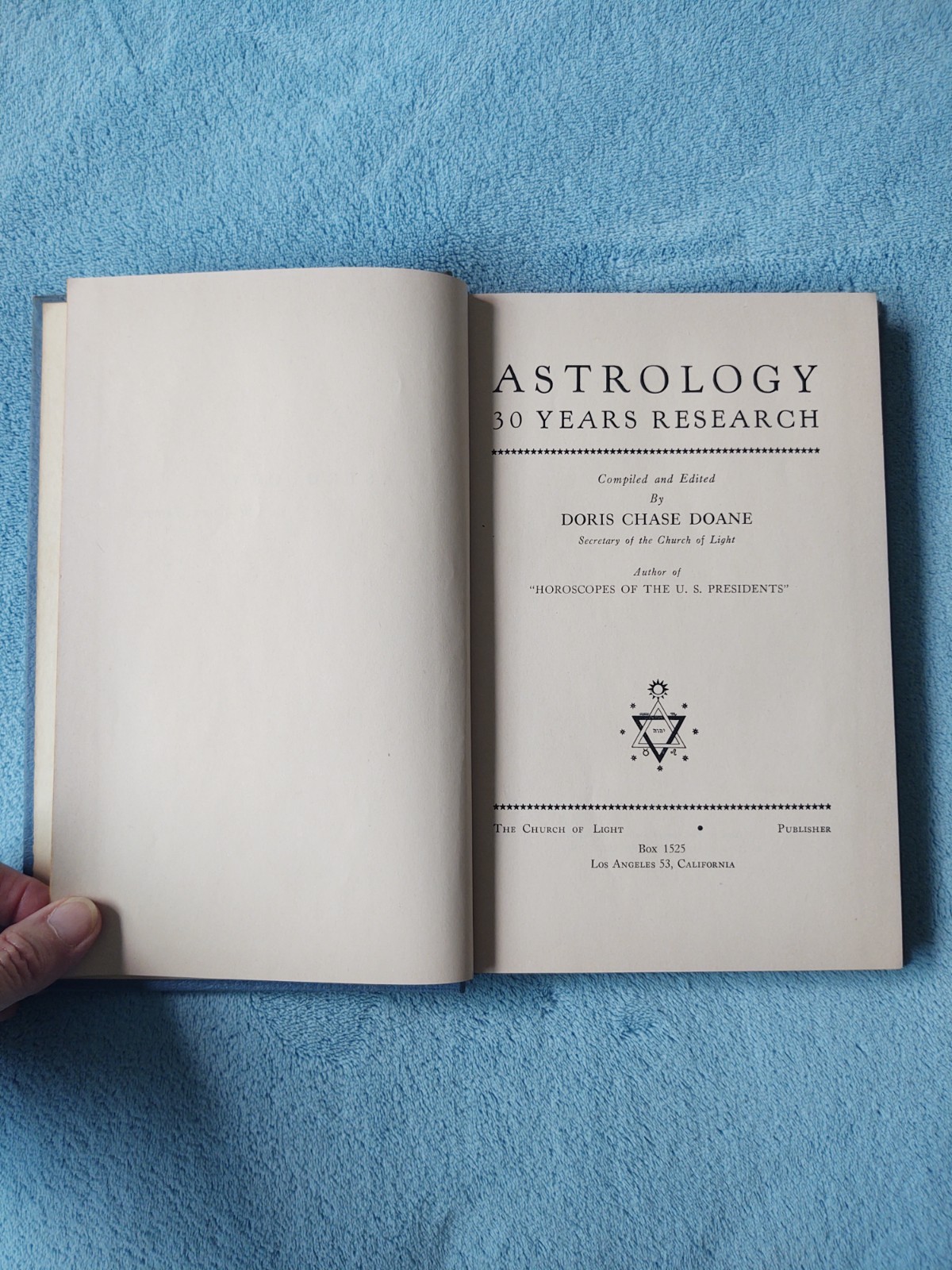 Doris Chase Doane ASTROLOGY 30 Years Research 1956 1st HC Church of Light VG